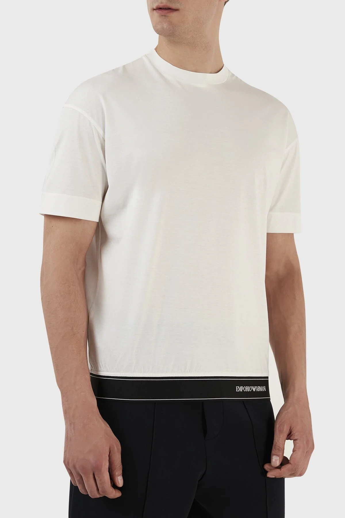 Emporio Armani Logolu Pamuk Karışımlı Bisiklet Yaka Regular Fit Erkek T Shirt 3R1TV6 1JUVZ 0101 BEYAZ - 2