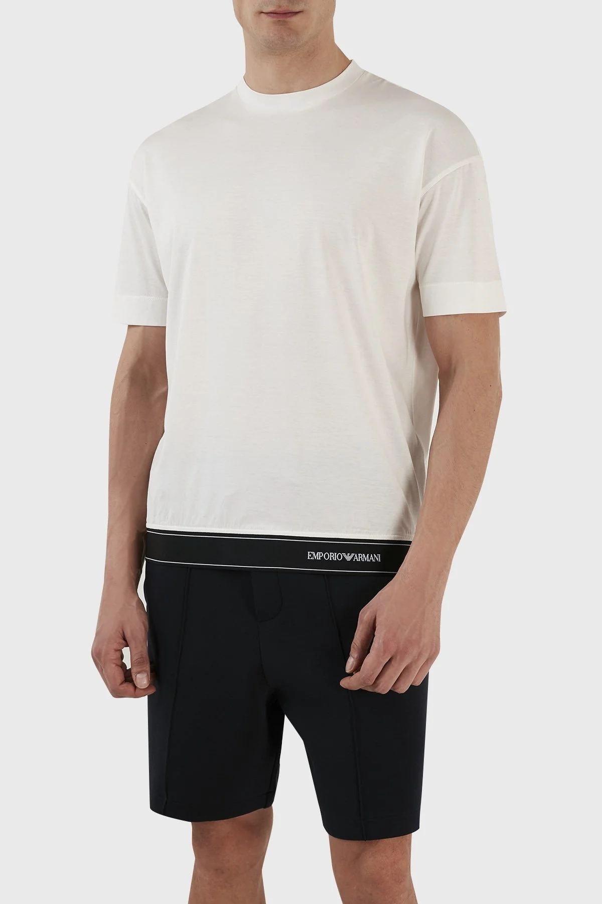 Emporio Armani Logolu Pamuk Karışımlı Bisiklet Yaka Regular Fit Erkek T Shirt 3R1TV6 1JUVZ 0101 BEYAZ - 4