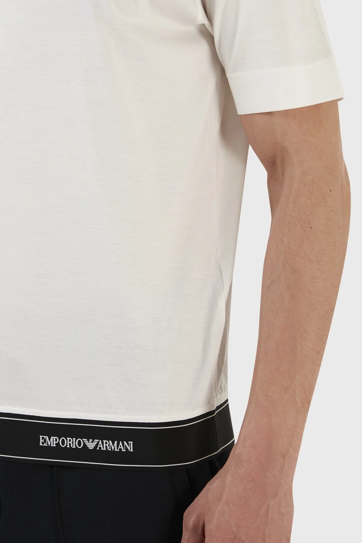 Emporio Armani Logolu Pamuk Karışımlı Bisiklet Yaka Regular Fit Erkek T Shirt 3R1TV6 1JUVZ 0101 BEYAZ - 6