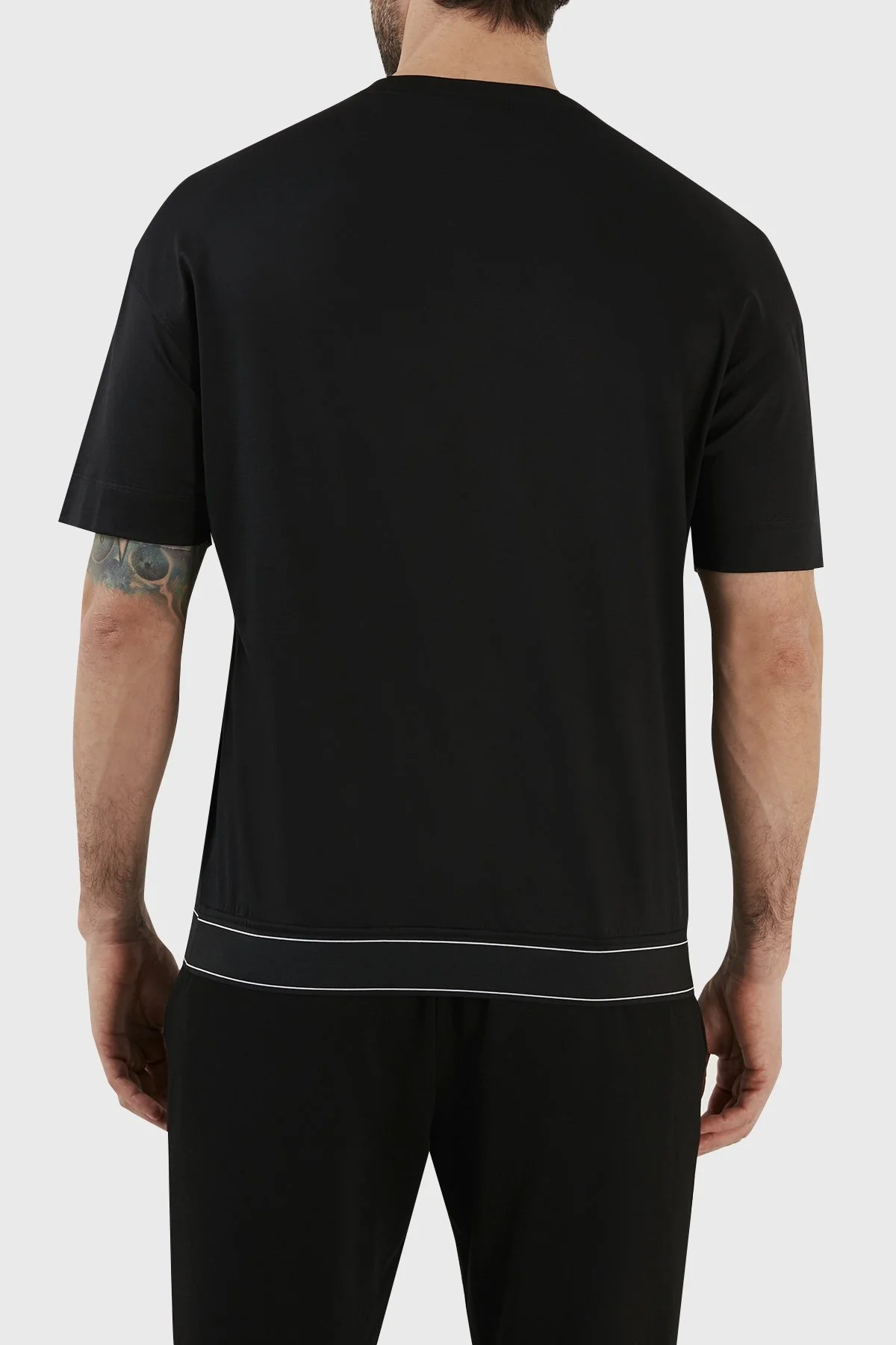 Emporio Armani Logolu Pamuk Karışımlı Bisiklet Yaka Regular Fit Erkek T Shirt 3R1TV6 1JUVZ 0999 SİYAH - 5
