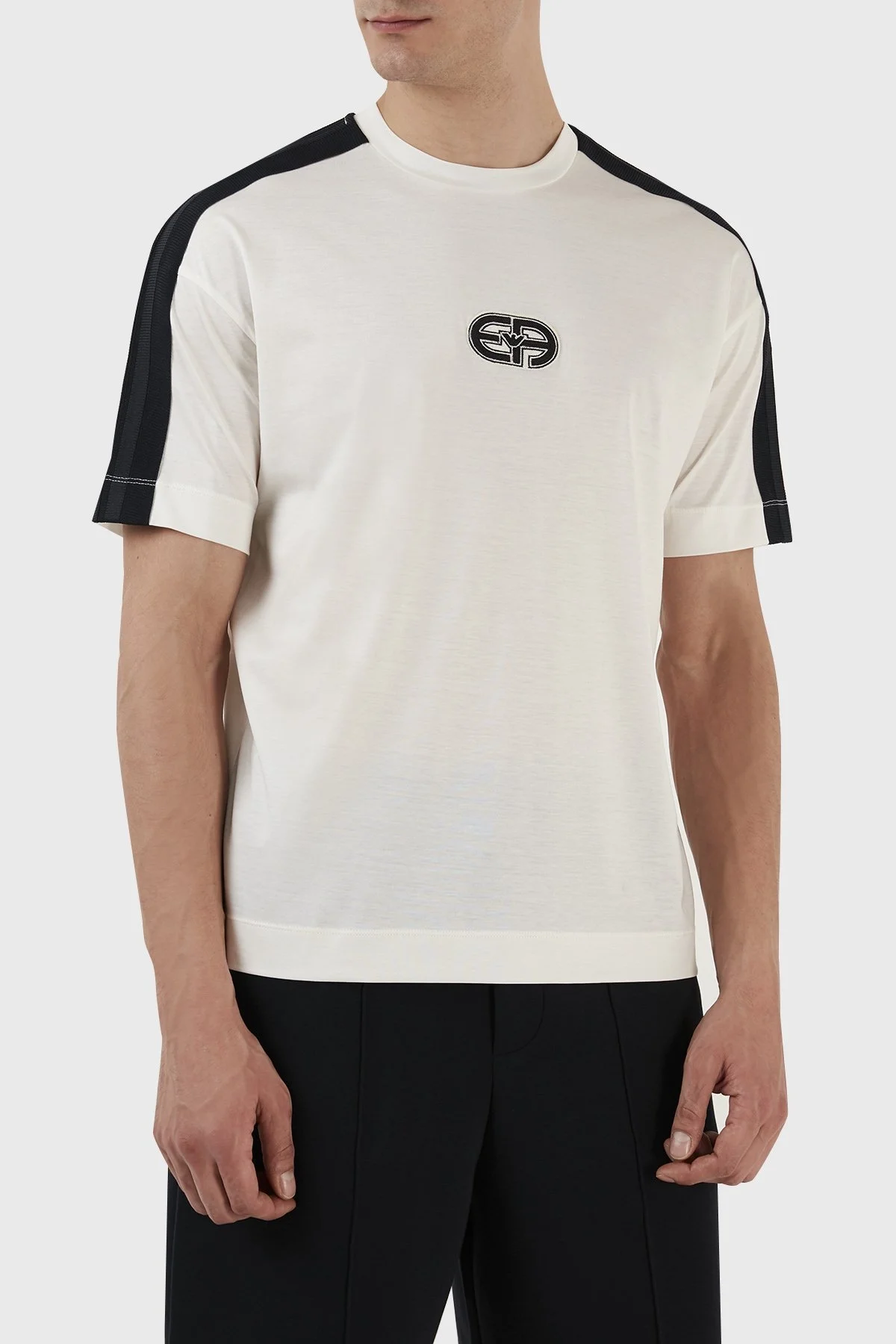 Emporio Armani Logolu Pamuk Karışımlı Bisiklet Yaka Relaxed Fit Erkek T Shirt 3R1TT6 1JUVZ 0128 EKRU - 2