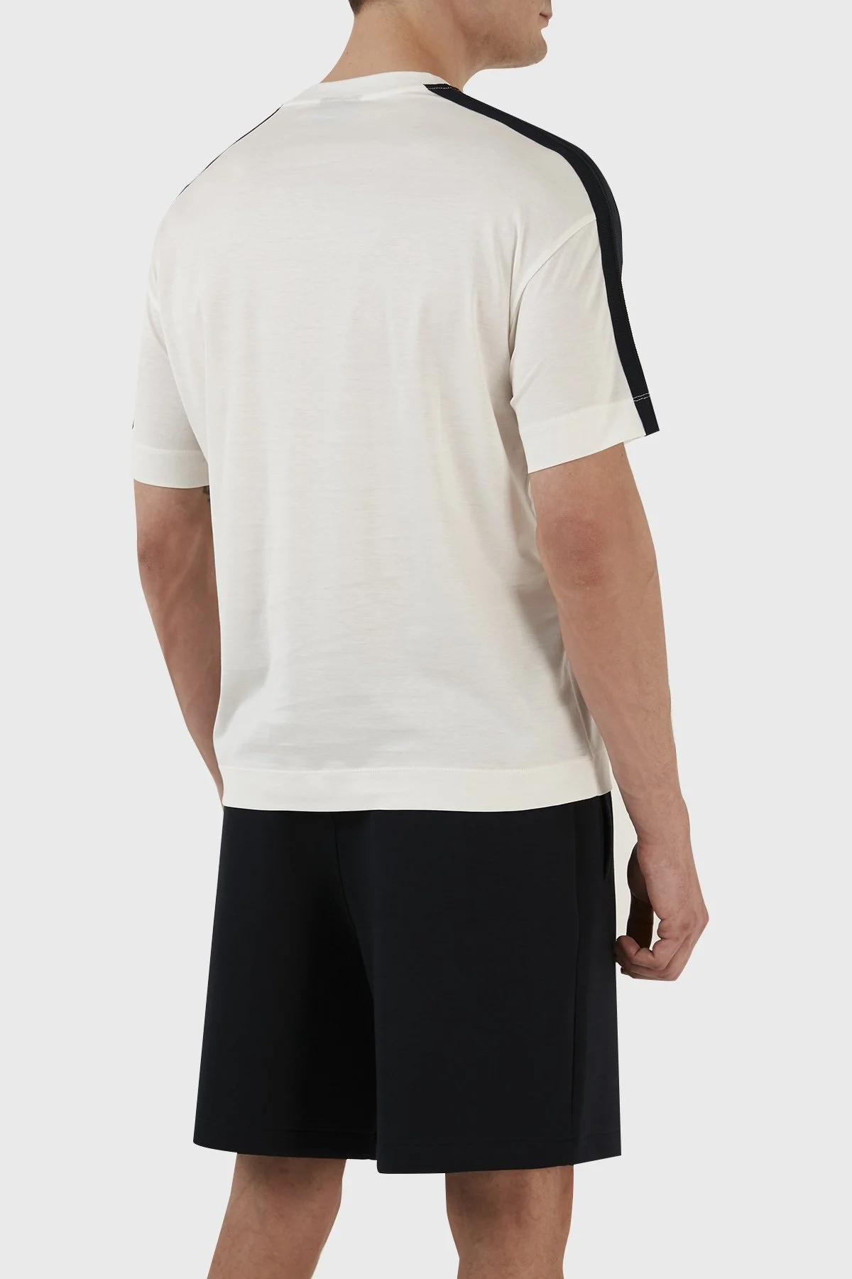 Emporio Armani Logolu Pamuk Karışımlı Bisiklet Yaka Relaxed Fit Erkek T Shirt 3R1TT6 1JUVZ 0128 EKRU - 5