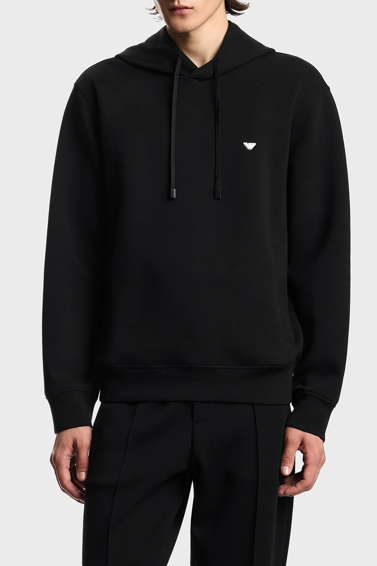 Emporio Armani Logolu Pamuk Karışımlı Kapüşonlu Erkek Sweat EM004531 AF10013 UC001 Siyah - 1