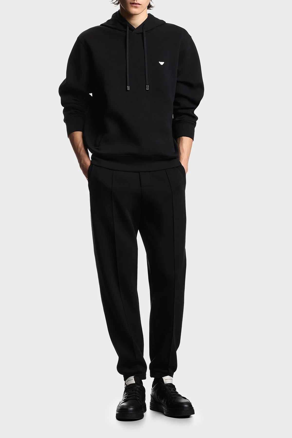 Emporio Armani Logolu Pamuk Karışımlı Kapüşonlu Erkek Sweat EM004531 AF10013 UC001 Siyah - 2
