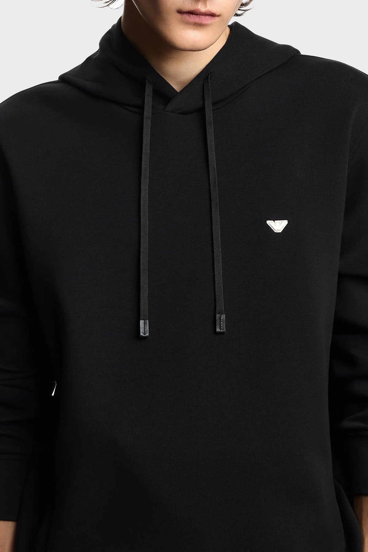 Emporio Armani Logolu Pamuk Karışımlı Kapüşonlu Erkek Sweat EM004531 AF10013 UC001 Siyah - 4