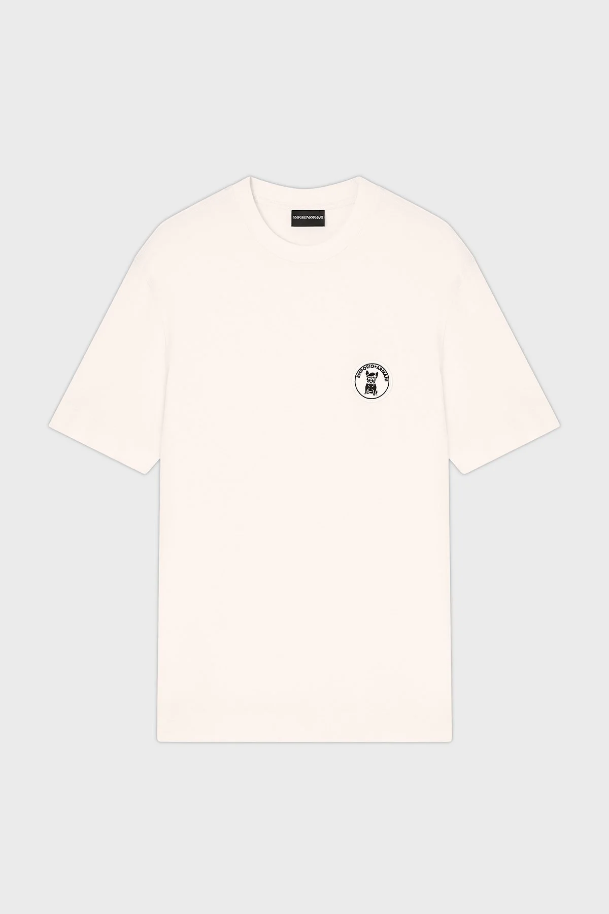 Emporio Armani Logolu Pamuk Karışımlı Regular Fit Bisiklet Yaka Erkek T Shirt EM005238 AF10017 U1055 EKRU - 5