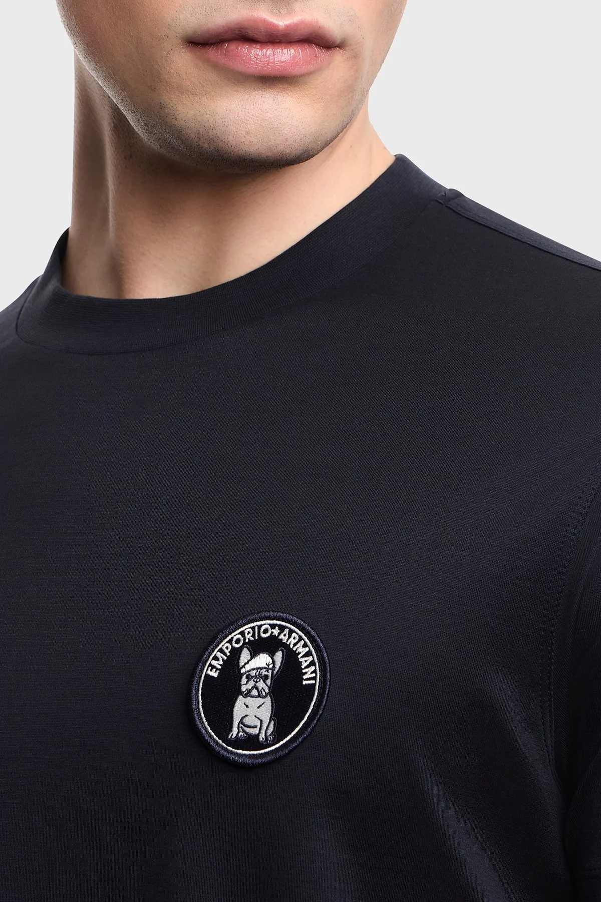 Emporio Armani Logolu Pamuk Karışımlı Regular Fit Bisiklet Yaka Erkek T Shirt EM005238 AF10017 UB118 LACİVERT - 4