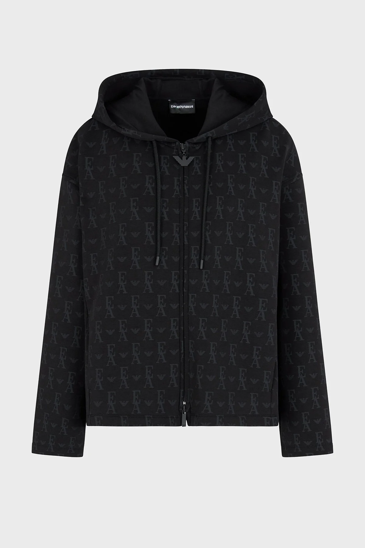 Emporio Armani Logolu Pamuk Karışımlı Regular Fit Kapüşonlu Fermuarlı Bayan Sweat EW001026 AF10002 FC026 SİYAH - 8