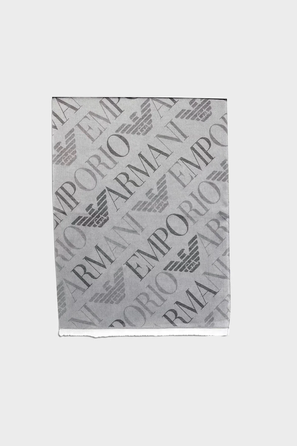 Emporio Armani Logolu Pamuk ve İpek Karışımlı 71 x 186 cm Unisex Şal 625278 3R335 00041 GRİ - 1