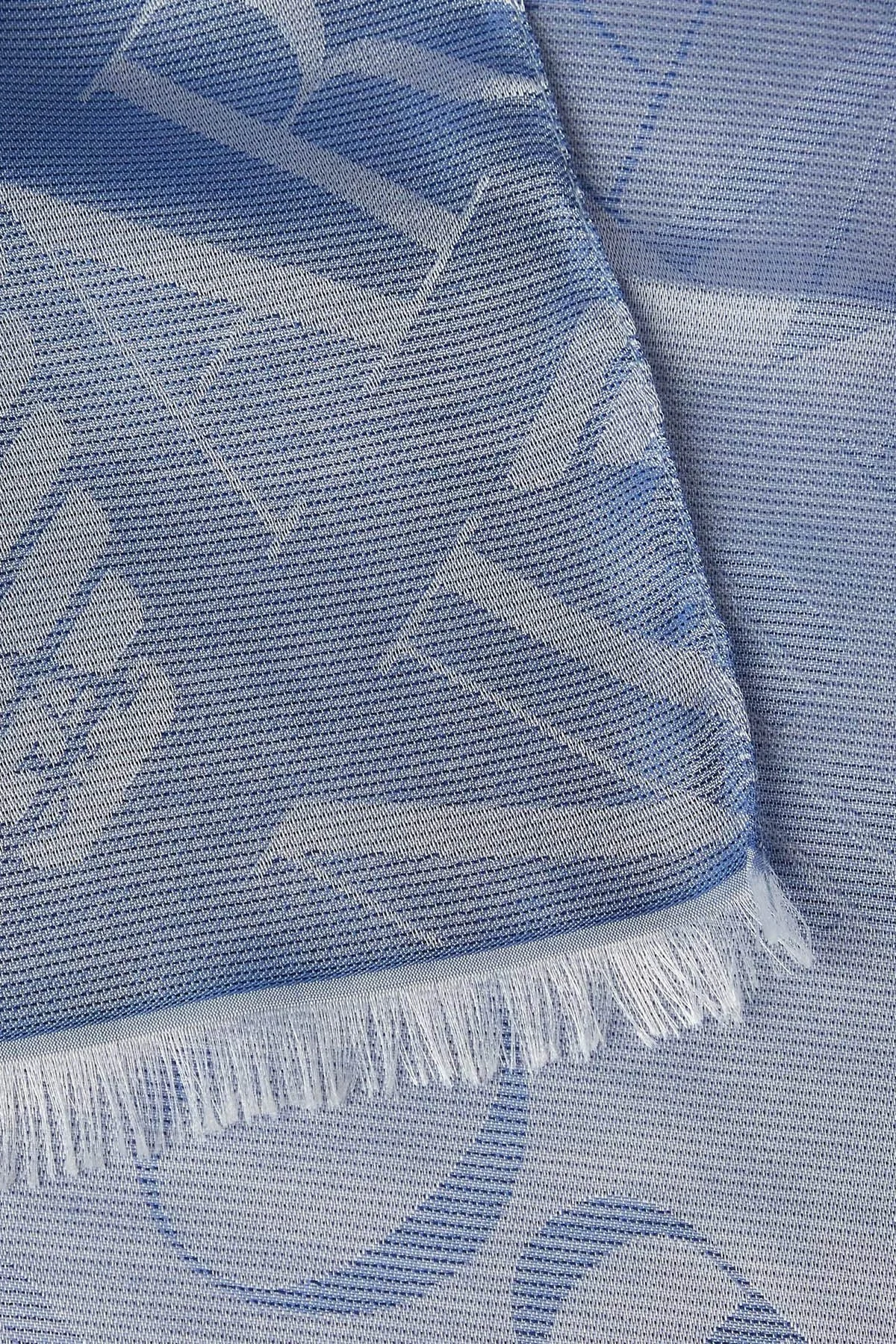 Emporio Armani Logolu Pamuk ve İpek Karışımlı 71 x 186 cm Unisex Şal 625278 3R335 00134 LACİVERT - 3