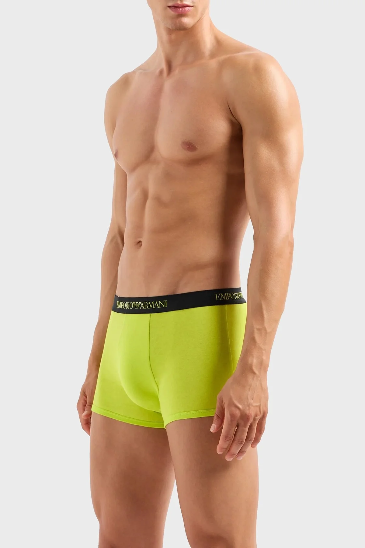 Emporio Armani Logolu Pamuklu 3 Pack Erkek Boxer 111625 3F722 30121 Siyah-Siyah-Yeşil - 2