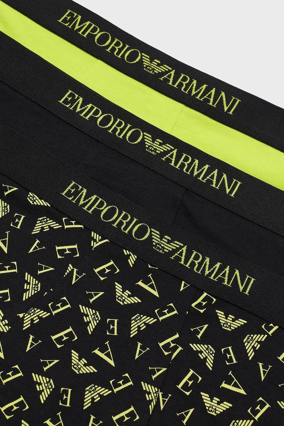 Emporio Armani Logolu Pamuklu 3 Pack Erkek Boxer 111625 3F722 30121 Siyah-Siyah-Yeşil - 4