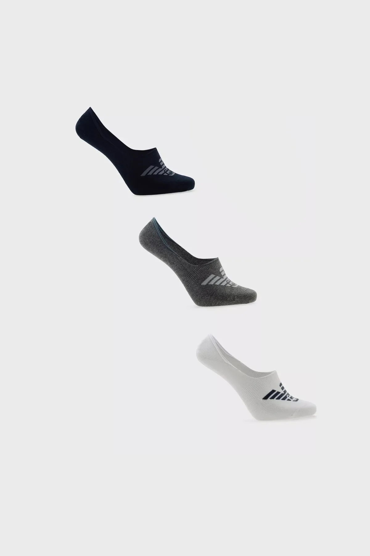 Emporio Armani Logolu Pamuklu 3 Pack Erkek Çorap 306227 3R234 51736 SİYAH-BEYAZ-GRİ - 1