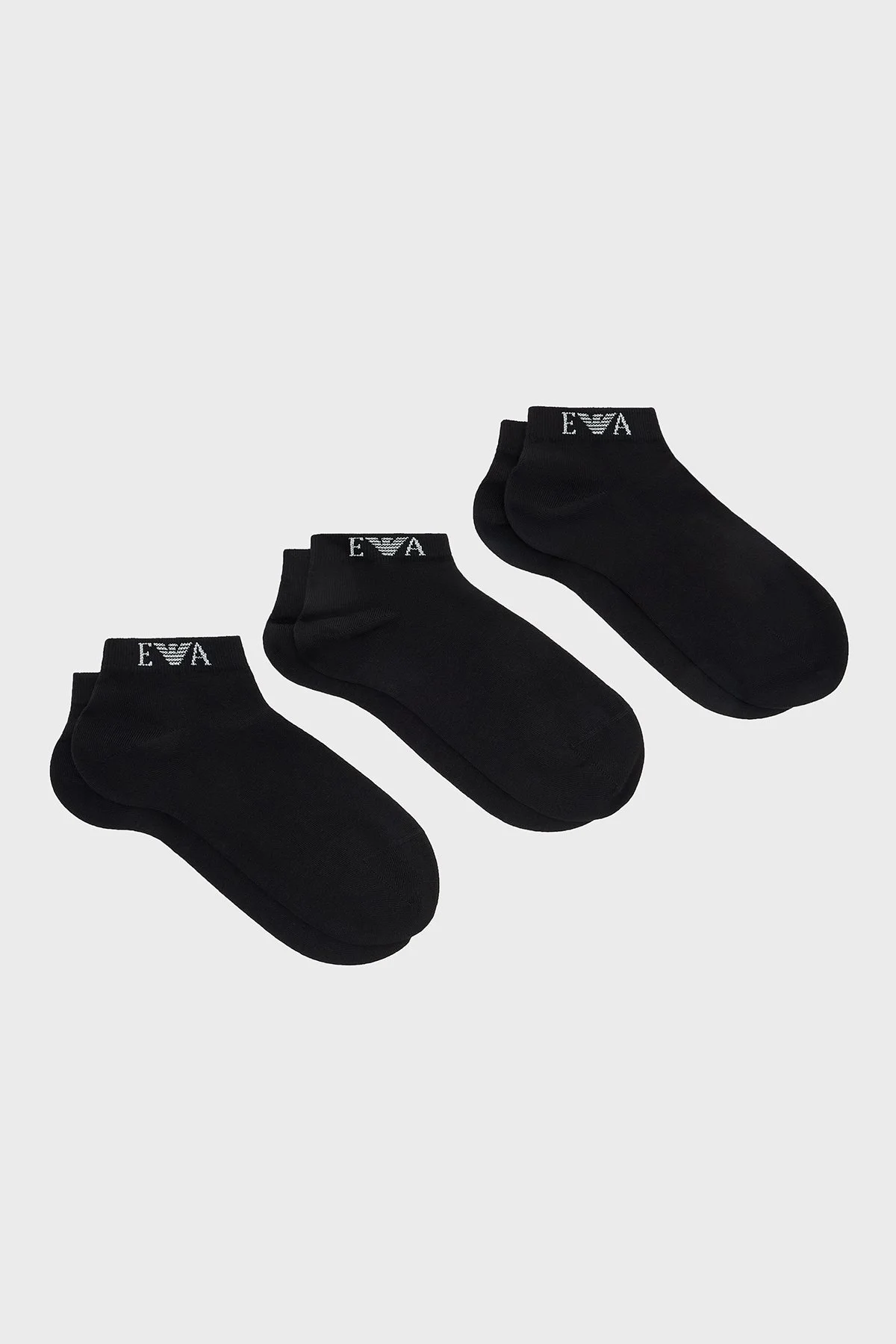 Emporio Armani Logolu Pamuklu 3 Pack Erkek Çorap EM000550 AF26377 UC001 Siyah - 1