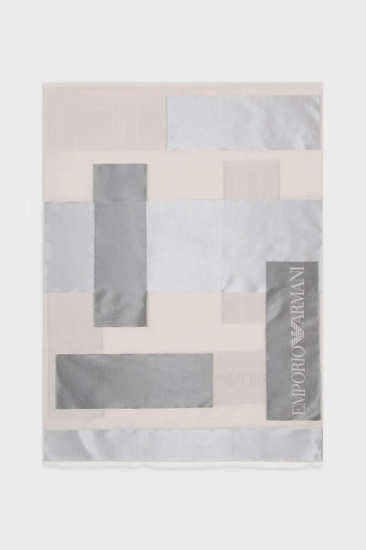 Emporio Armani Logolu Pamuklu 70x190 cm Unisex Şal 635206 3R311 00246 PUDRA-GRİ - 1