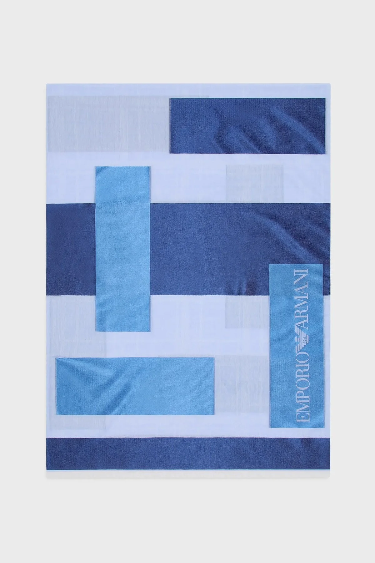 Emporio Armani Logolu Pamuklu 70x190 cm Unisex Şal 635206 3R311 33233 MAVİ - 1