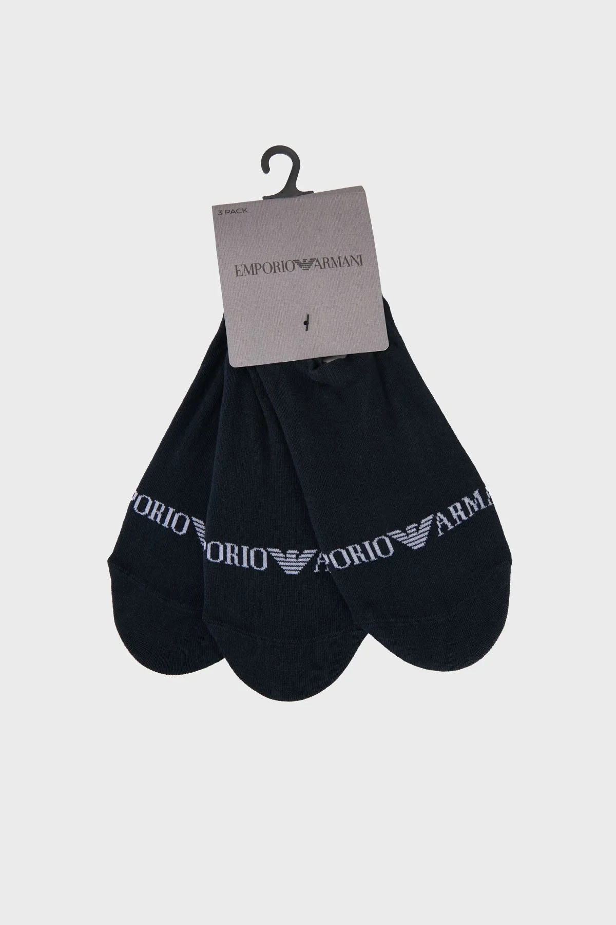 Emporio Armani Logolu Pamuklu Babet 3 Pack Erkek Çorap EM000548 AF20083 MB153 LACİVERT - 1