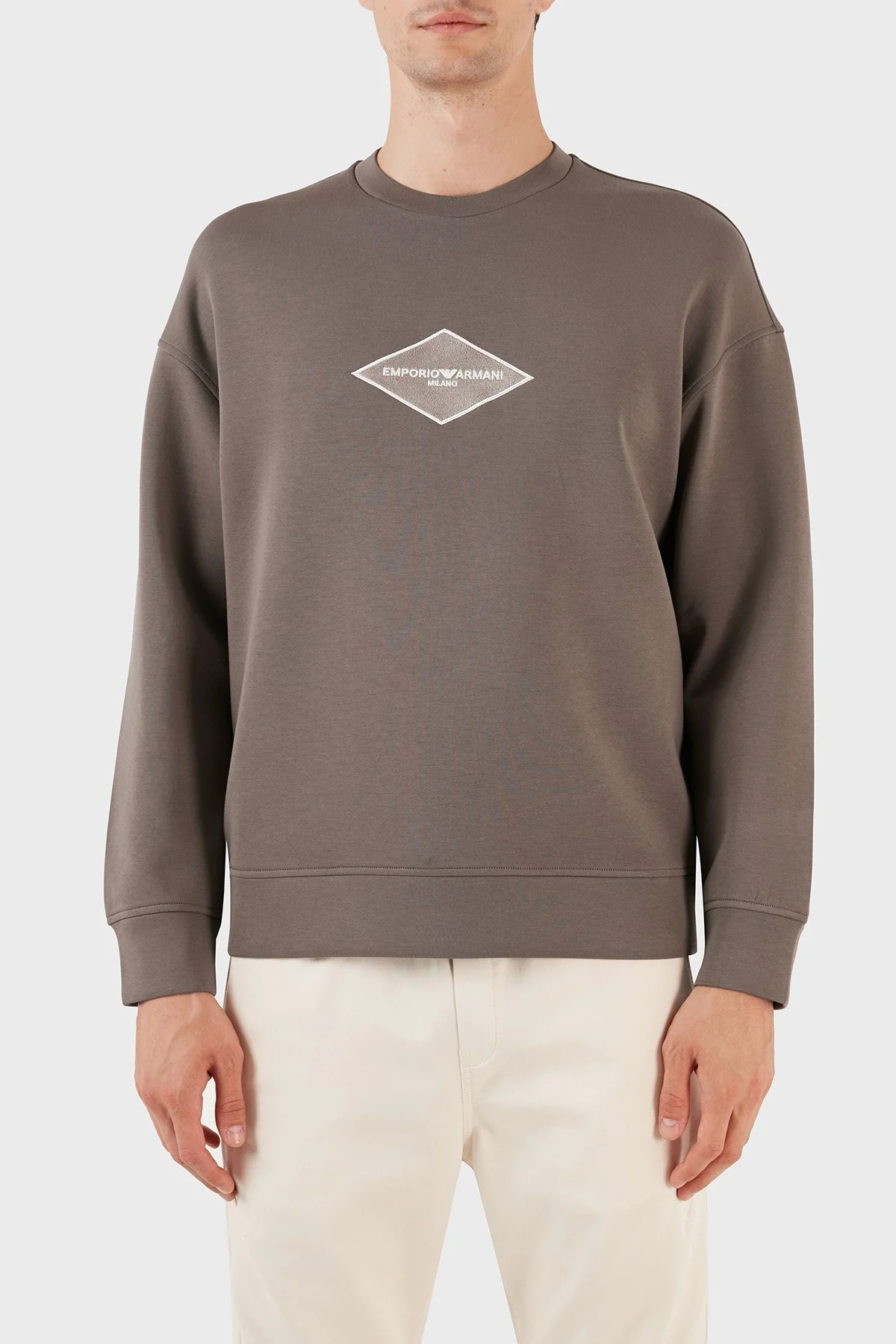 Emporio Armani Logolu Pamuklu Bisiklet Yaka Regular Fit Erkek Sweat 3R1MDD 1JHSZ 0440 VİZON - 1