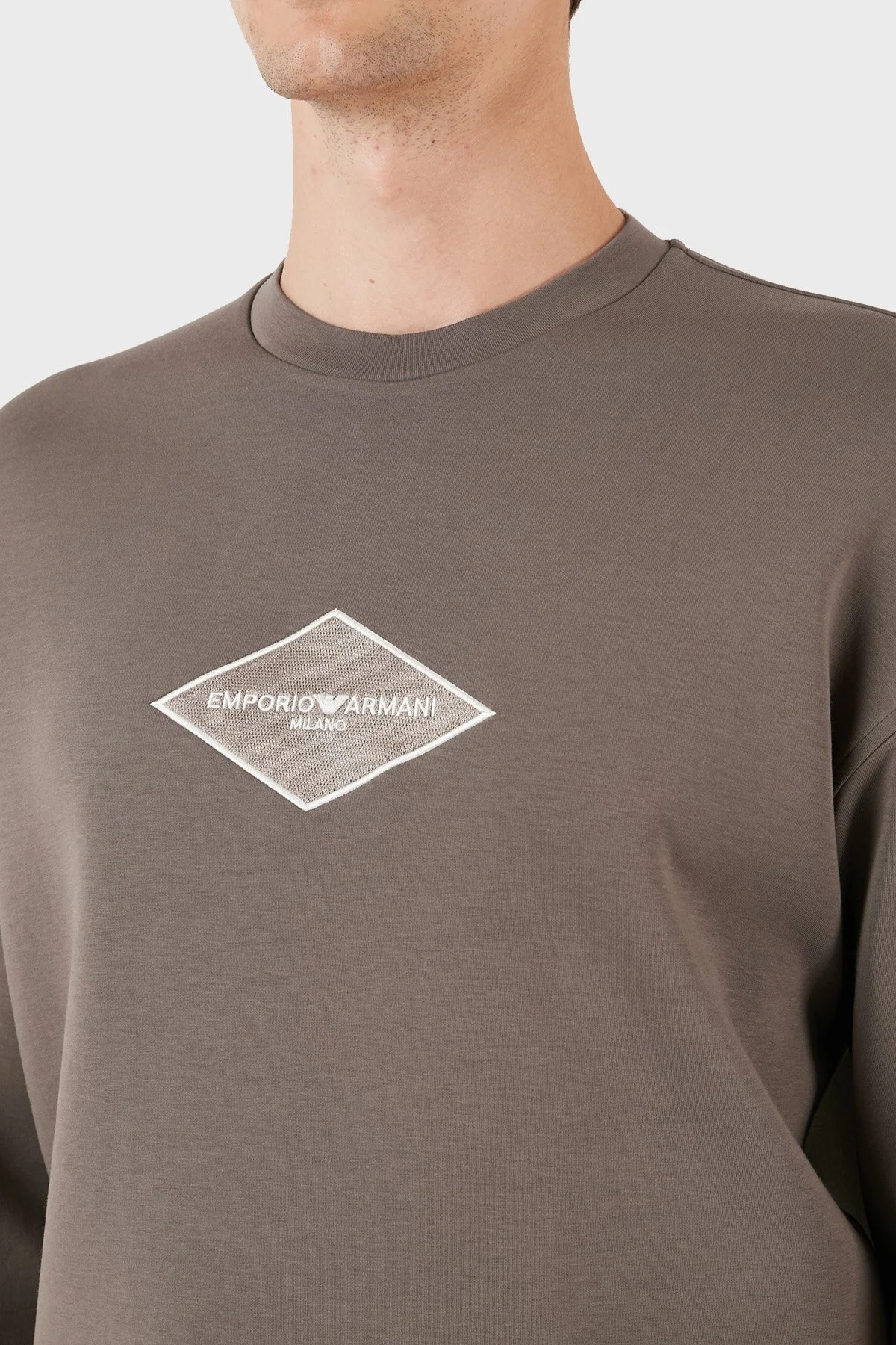 Emporio Armani Logolu Pamuklu Bisiklet Yaka Regular Fit Erkek Sweat 3R1MDD 1JHSZ 0440 VİZON - 5