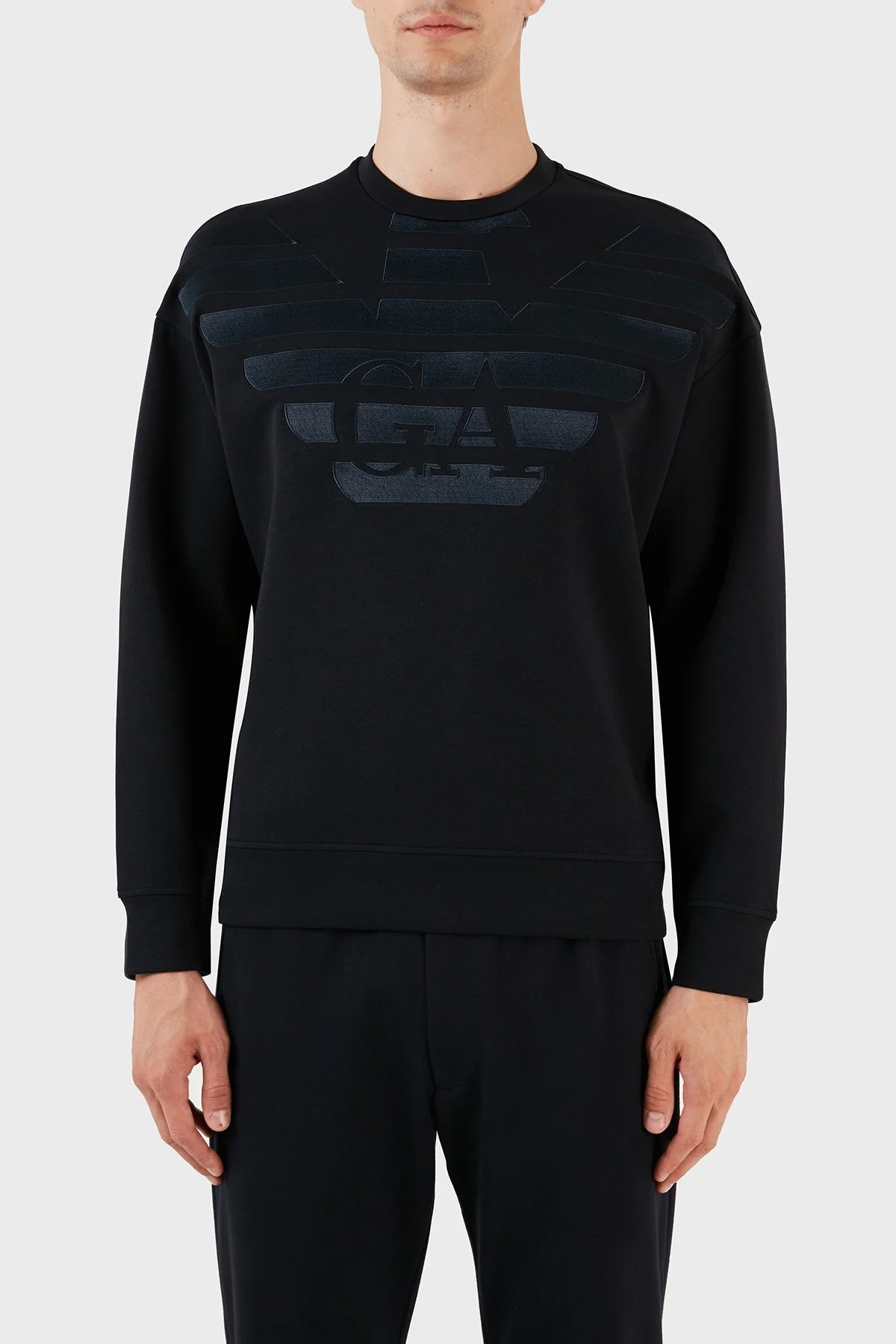 Emporio Armani Logolu Pamuklu Bisiklet Yaka Regular Fit Erkek Sweat 3R1MDH 1JHSZ 09J0 LACİVERT - 1