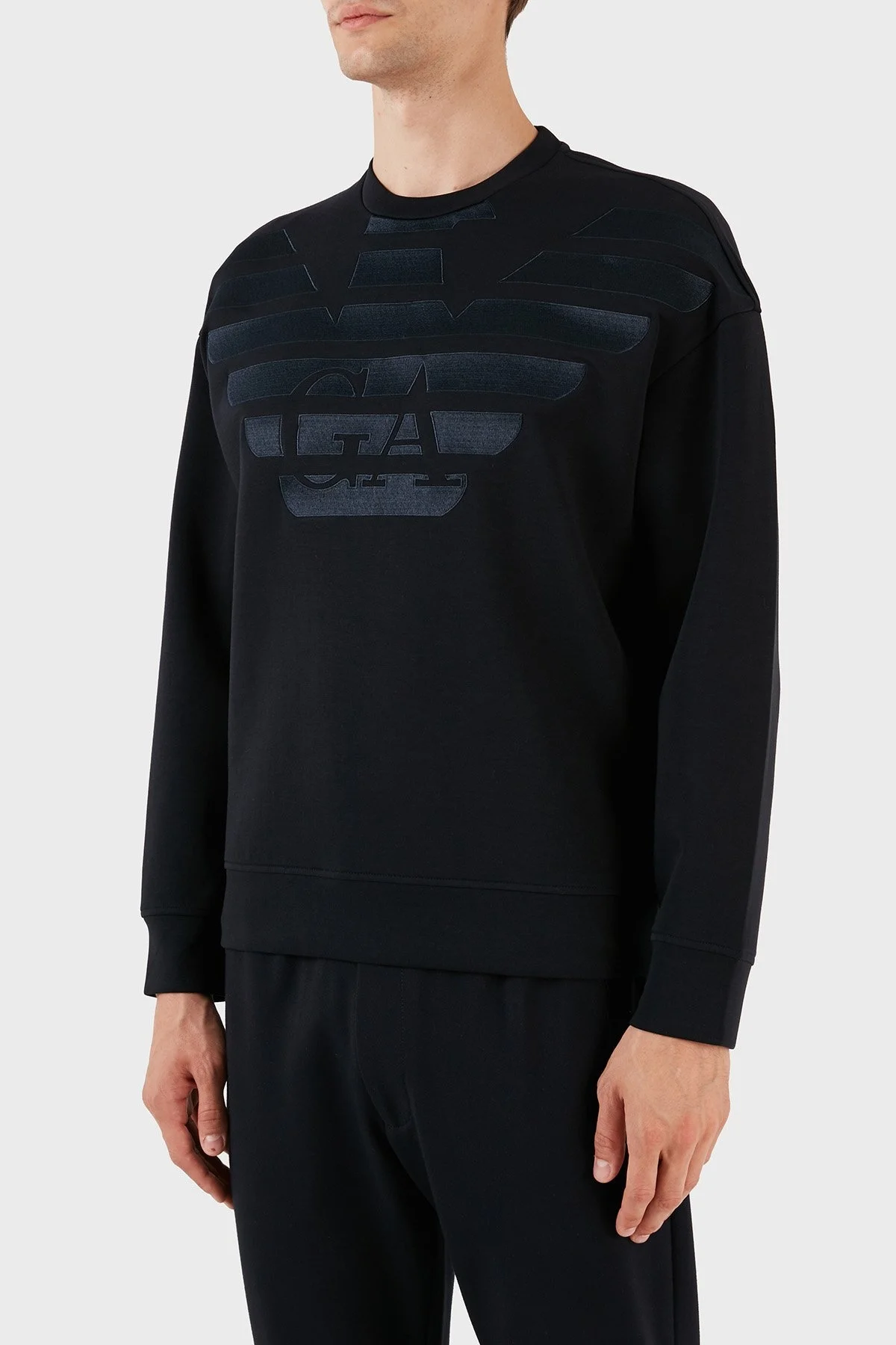 Emporio Armani Logolu Pamuklu Bisiklet Yaka Regular Fit Erkek Sweat 3R1MDH 1JHSZ 09J0 LACİVERT - 3