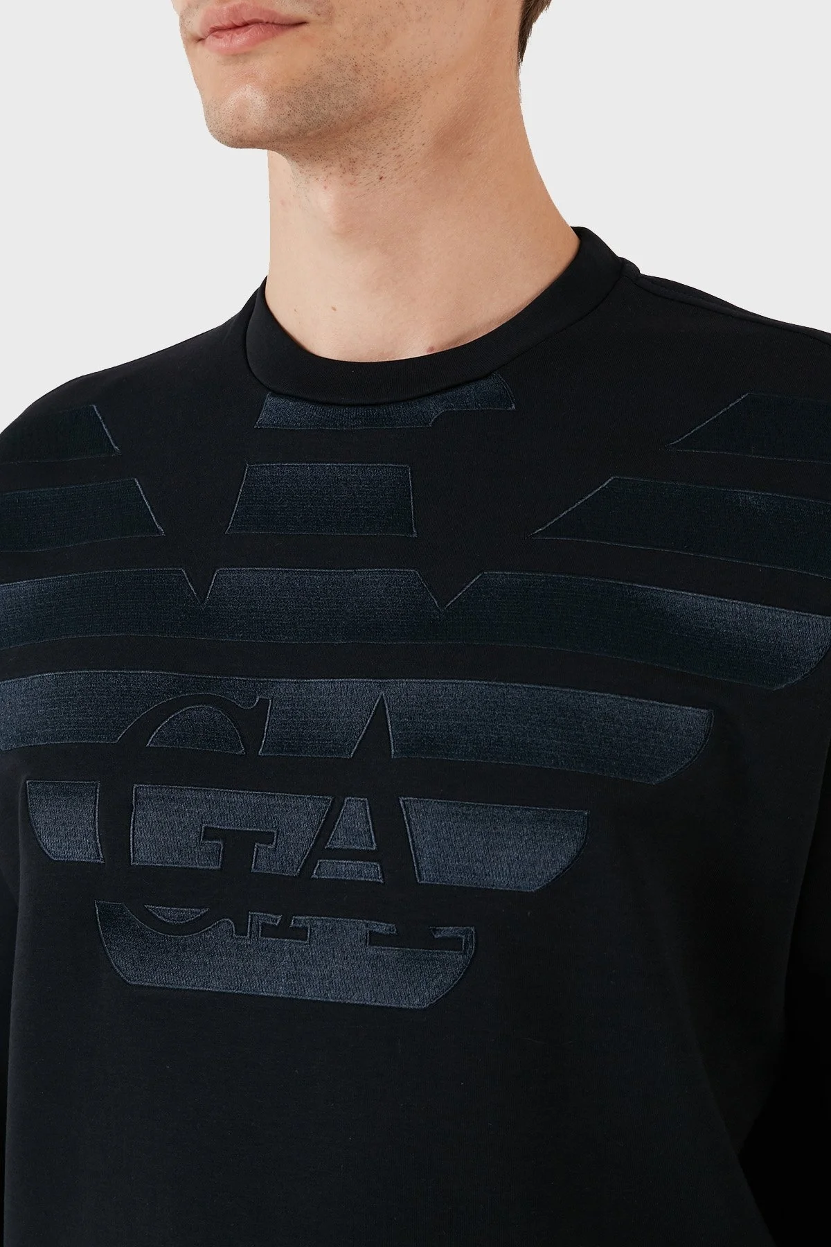 Emporio Armani Logolu Pamuklu Bisiklet Yaka Regular Fit Erkek Sweat 3R1MDH 1JHSZ 09J0 LACİVERT - 5