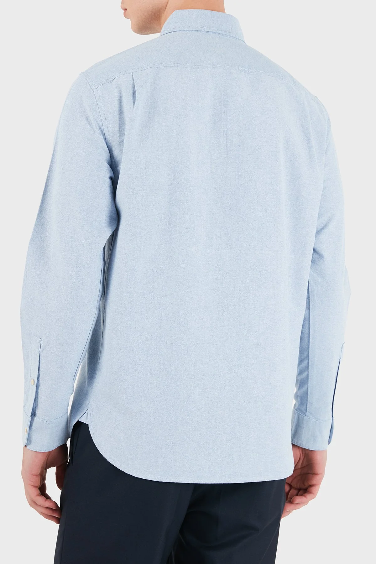 Emporio Armani Logolu Pamuklu Düğmeli Yaka Uzun Kollu Erkek Gömlek EM007368 AF27952 U9324 Mavi - 3