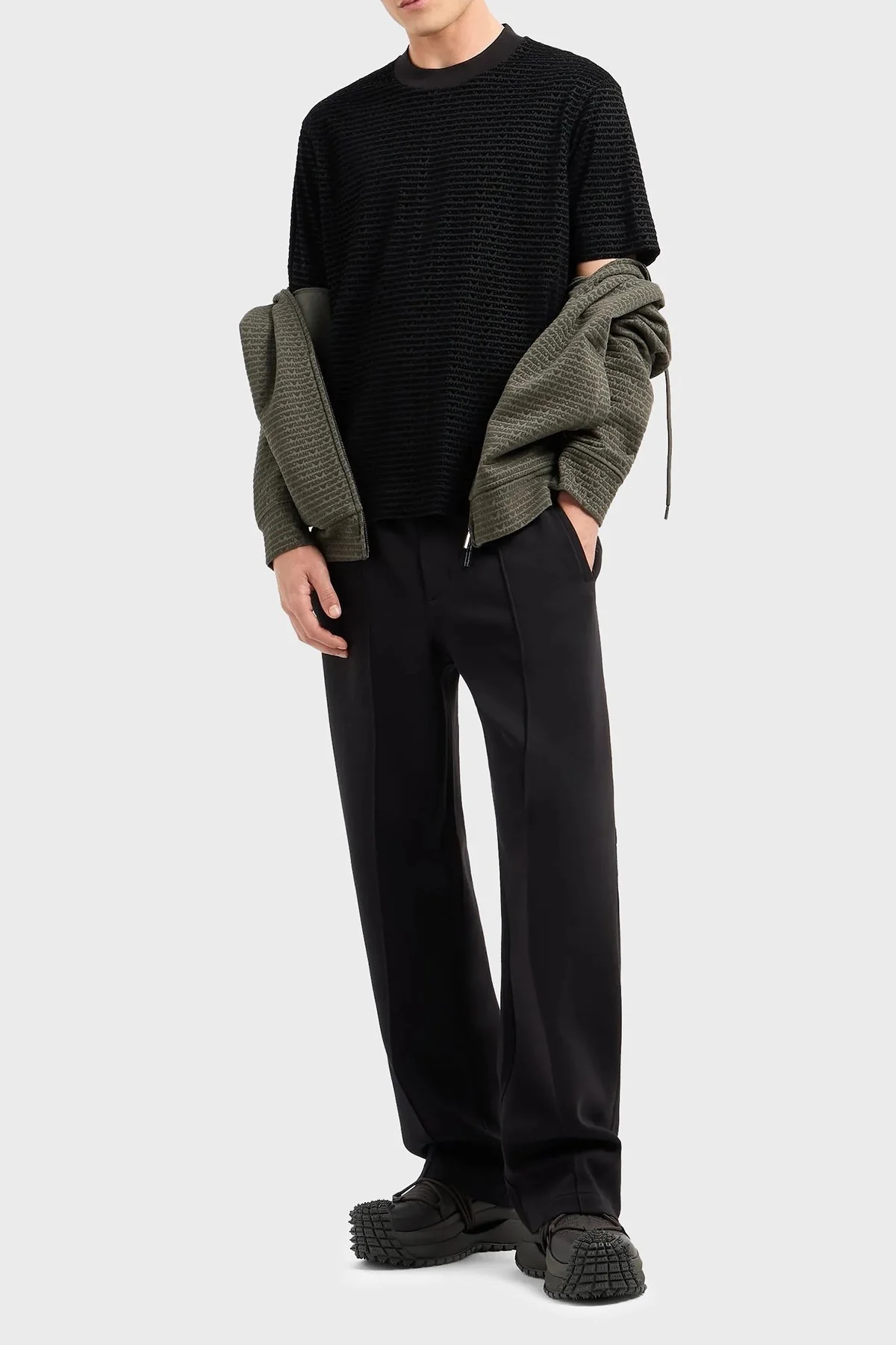 Emporio Armani Logolu Pamuklu Fitted Fit Sıfır Yaka Erkek T Shirt 6D1TD5 1JOSZ 0999 SİYAH - 2