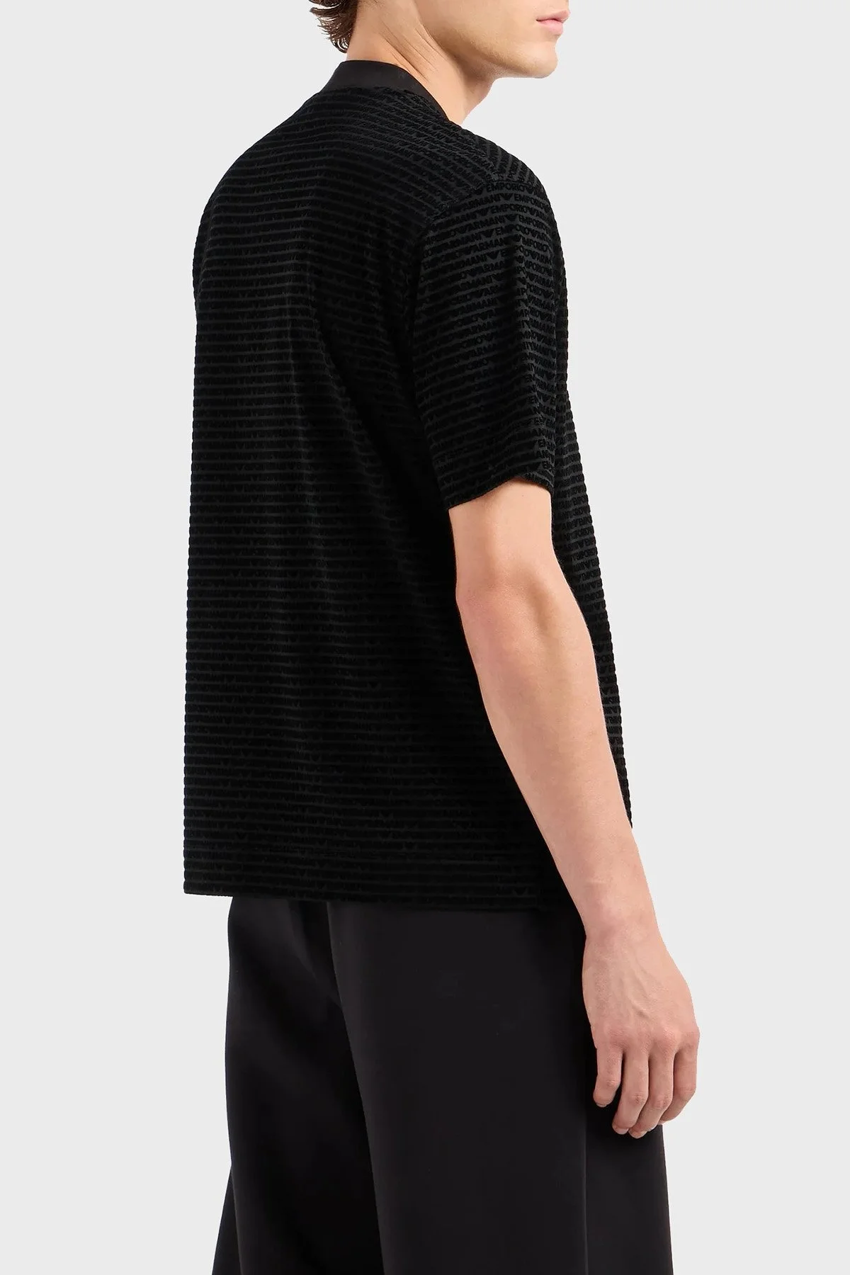 Emporio Armani Logolu Pamuklu Fitted Fit Sıfır Yaka Erkek T Shirt 6D1TD5 1JOSZ 0999 SİYAH - 3