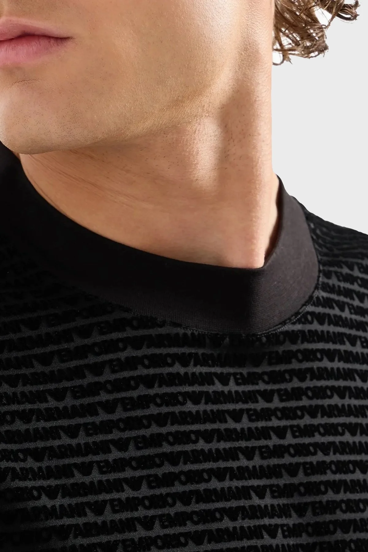 Emporio Armani Logolu Pamuklu Fitted Fit Sıfır Yaka Erkek T Shirt 6D1TD5 1JOSZ 0999 SİYAH - 4