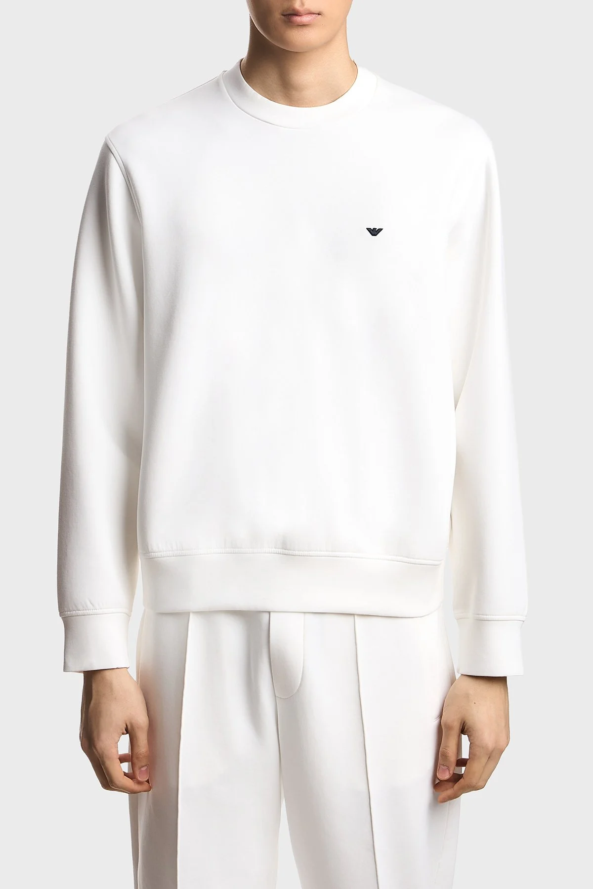 Emporio Armani Logolu Pamuklu Regular Fit Bisiklet Yaka Erkek Sweat EM004533 AF10013 U0003 BEYAZ - 1