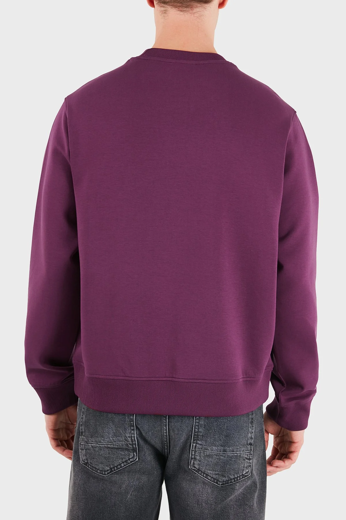 Emporio Armani Logolu Pamuklu Regular Fit Bisiklet Yaka Erkek Sweat EM006841 AF10013 MA174 Mor - 2