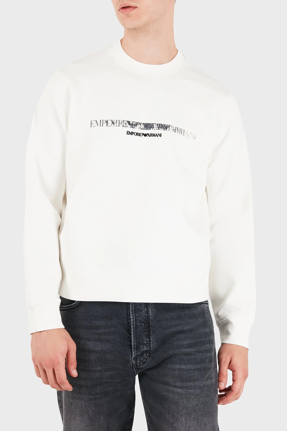 Emporio Armani Logolu Pamuklu Regular Fit Bisiklet Yaka Erkek Sweat EM007352 AF10013 M0497 Beyaz - 4