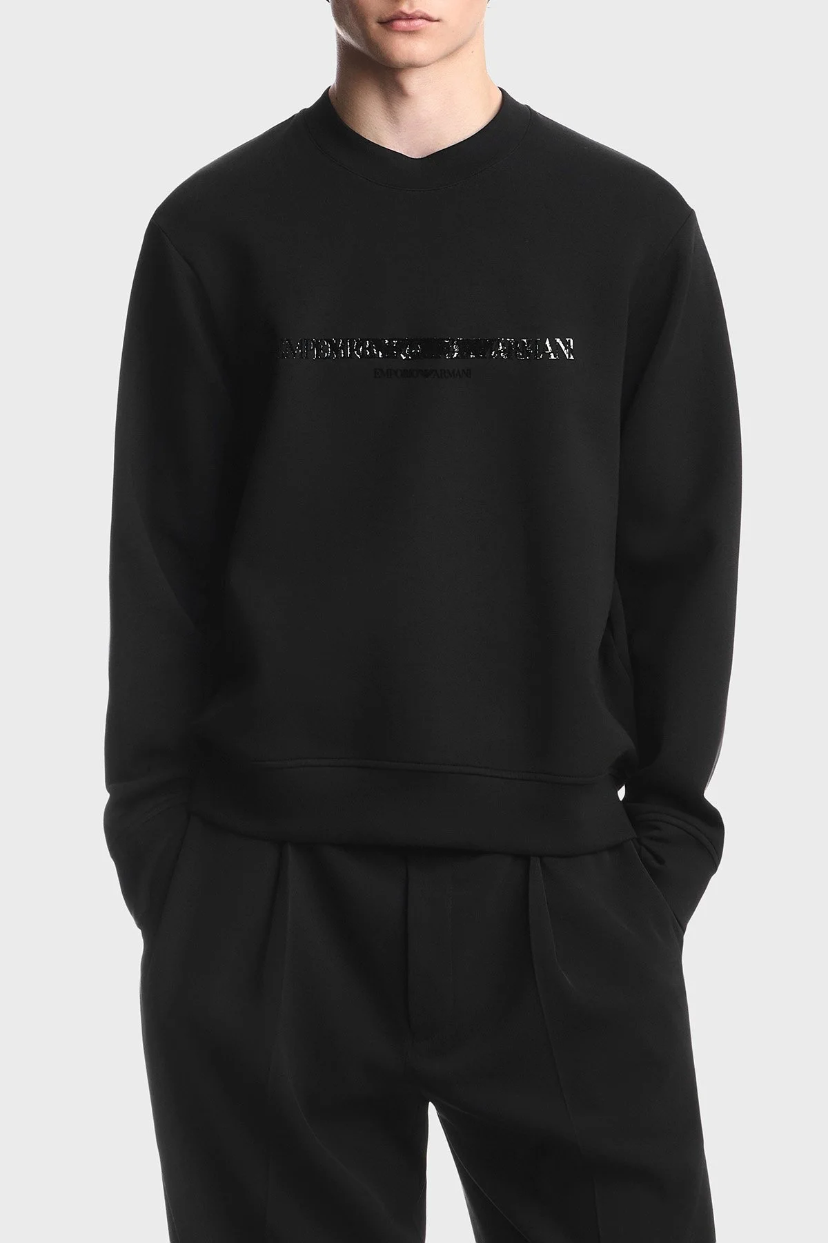 Emporio Armani Logolu Pamuklu Regular Fit Bisiklet Yaka Erkek Sweat EM007352 AF10013 MC721 Siyah - 1