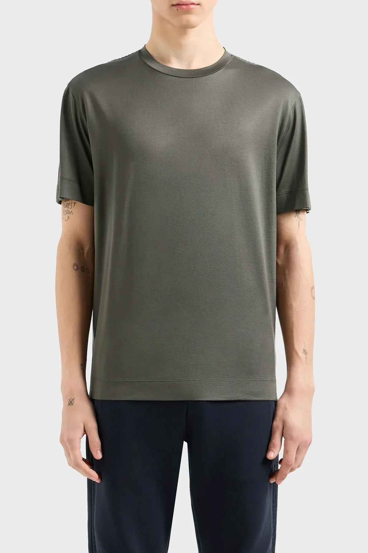 Emporio Armani Logolu Pamuklu Regular Fit Bisiklet Yaka Erkek T Shirt 6D1TD6 1JOSZ 06K0 HAKİ - 5