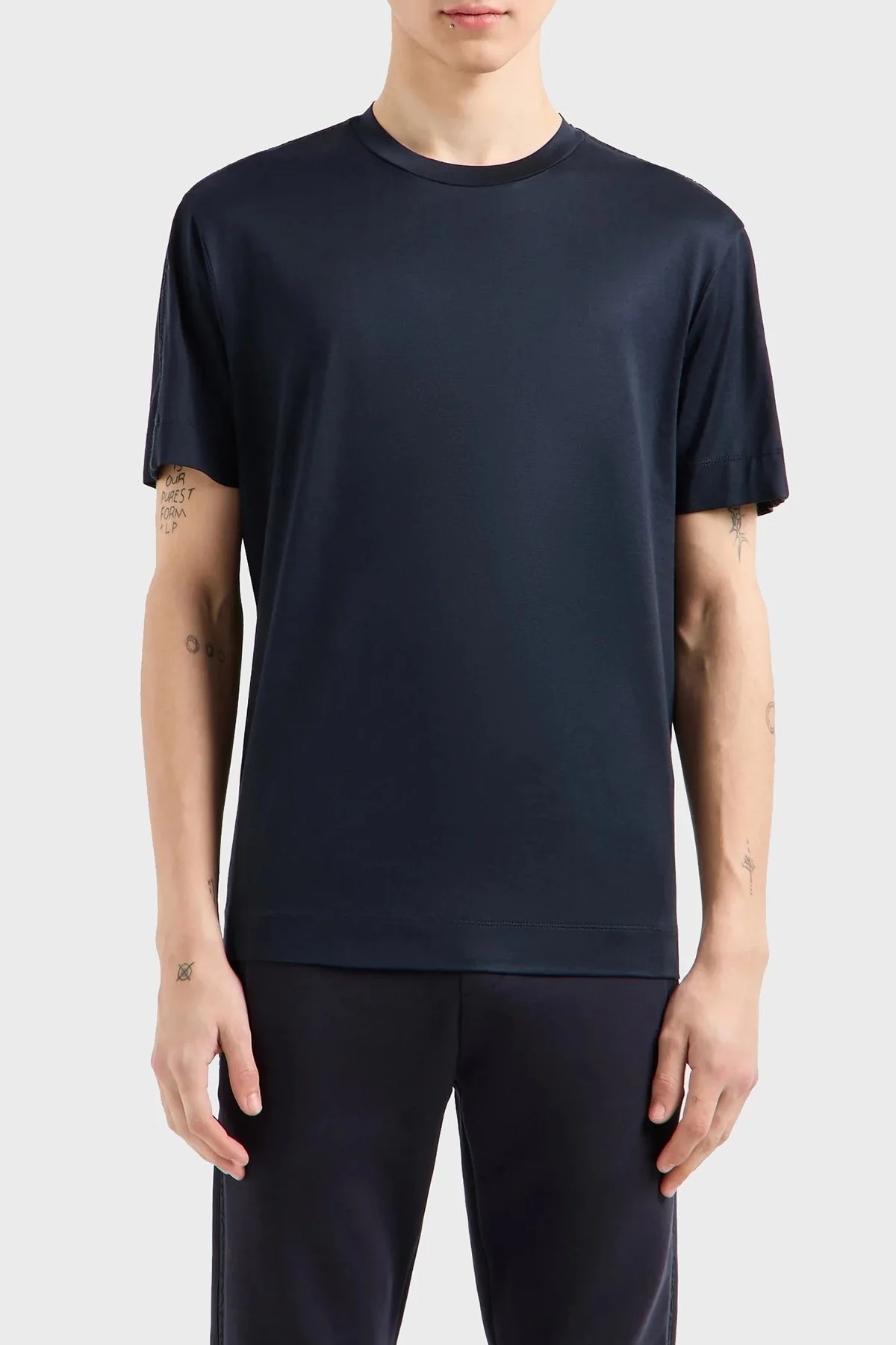 Emporio Armani Logolu Pamuklu Regular Fit Bisiklet Yaka Erkek T Shirt 6D1TD6 1JOSZ 0920 LACİVERT - 5