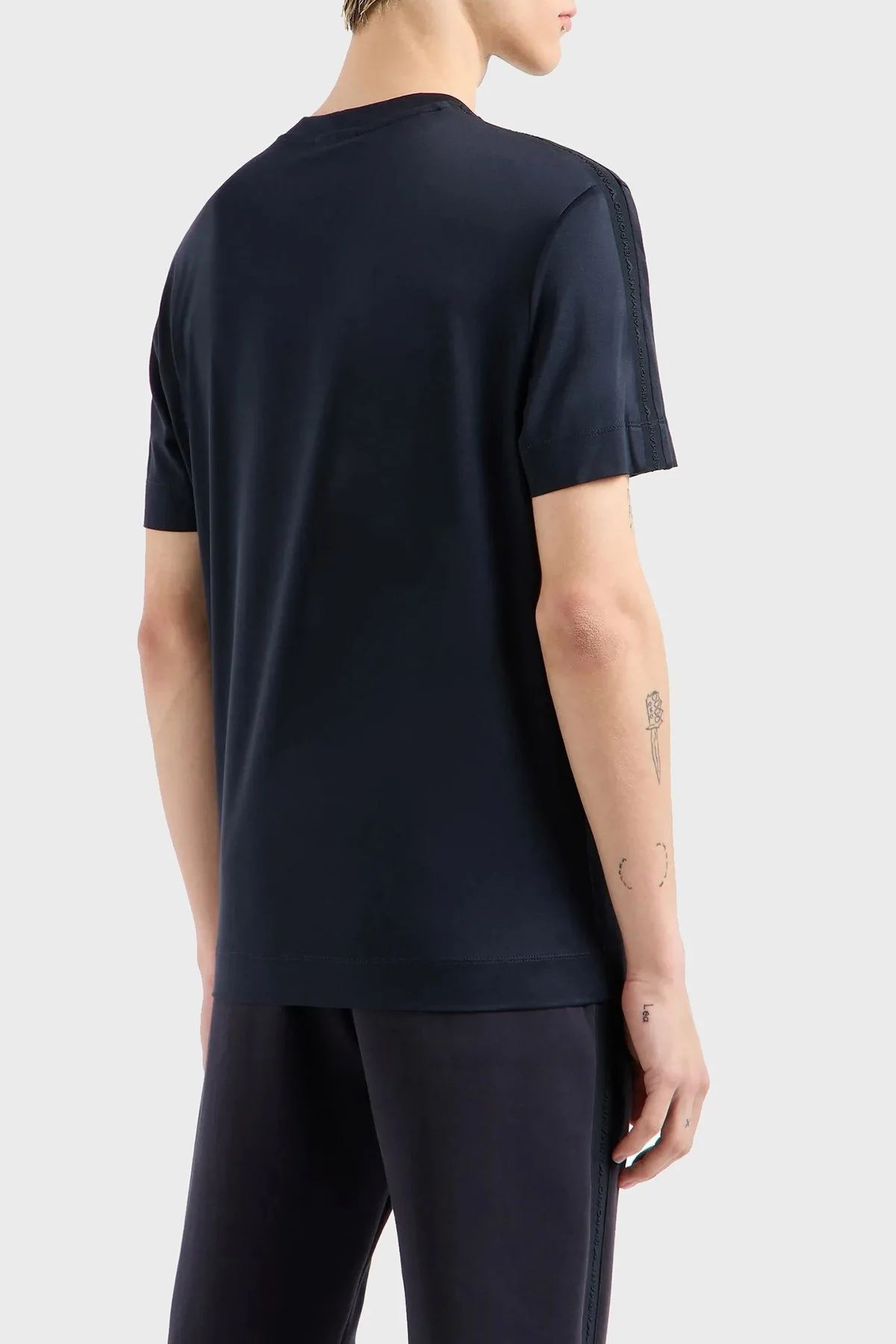 Emporio Armani Logolu Pamuklu Regular Fit Bisiklet Yaka Erkek T Shirt 6D1TD6 1JOSZ 0920 LACİVERT - 7