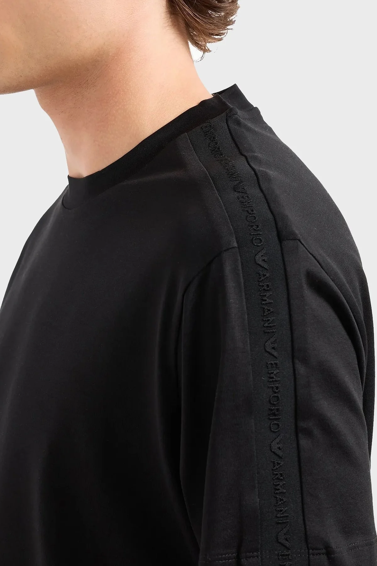 Emporio Armani Logolu Pamuklu Regular Fit Bisiklet Yaka Erkek T Shirt 6D1TD6 1JOSZ 0999 SİYAH - 4