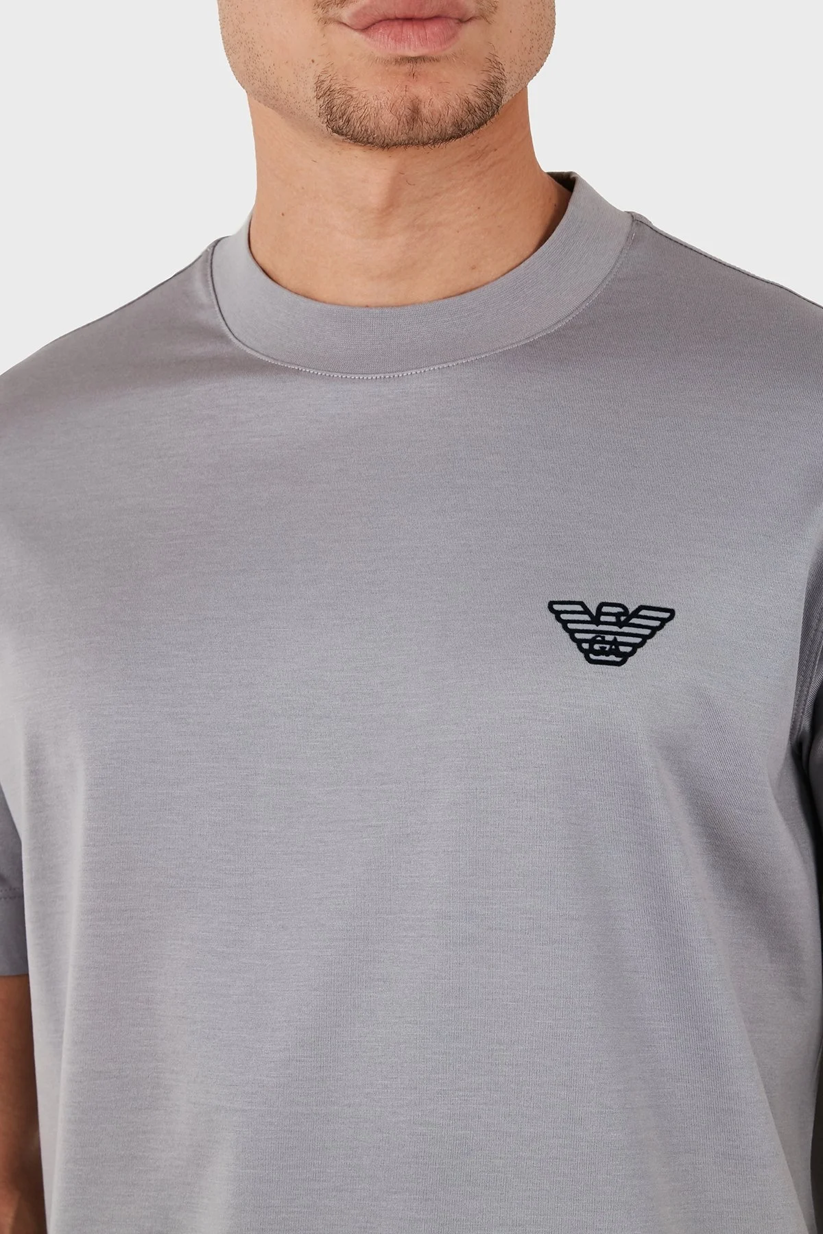 Emporio Armani Logolu Pamuklu Regular Fit Bisiklet Yaka Erkek T Shirt 6D1TR3 1JOSZ 0663 GRİ - 5