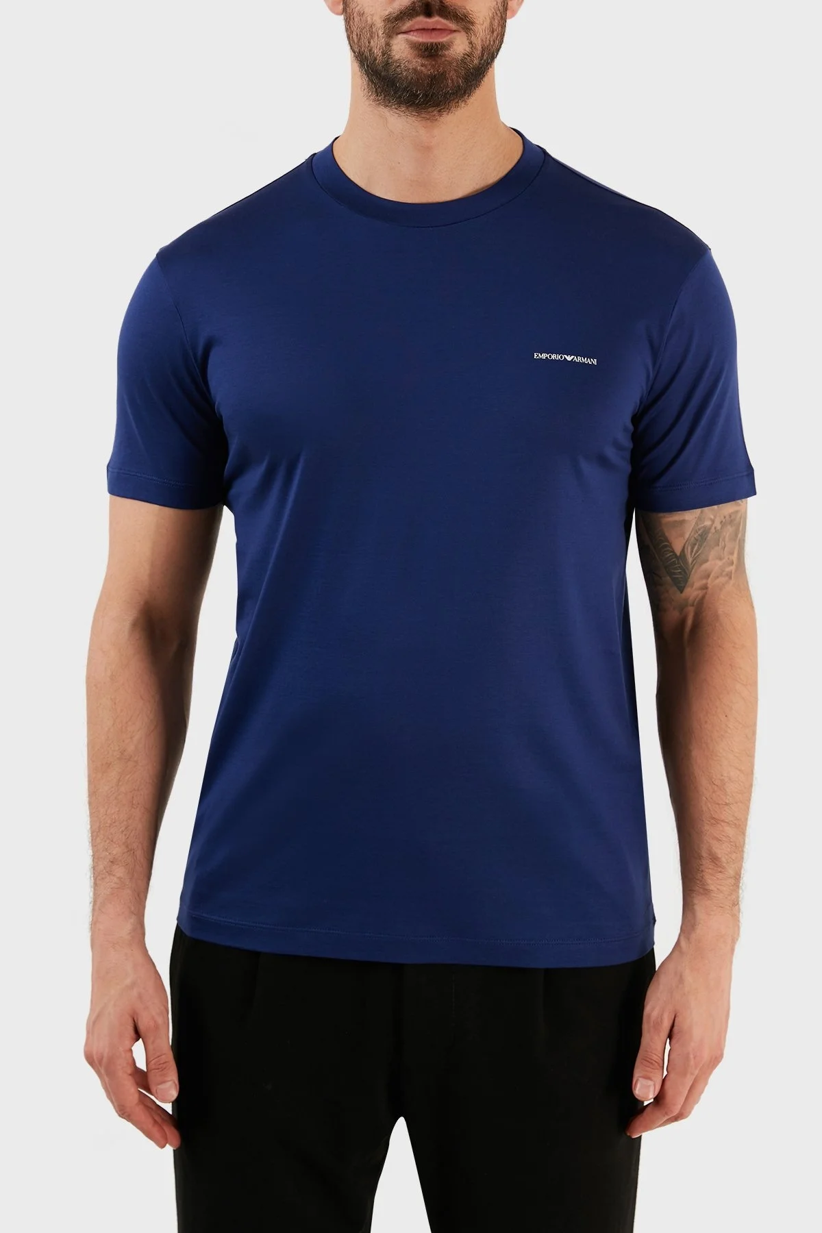 Emporio Armani Logolu Pamuklu Regular Fit Bisiklet Yaka Erkek T Shirt 8N1TD8 1JUVZ 0862 SAKS - 1