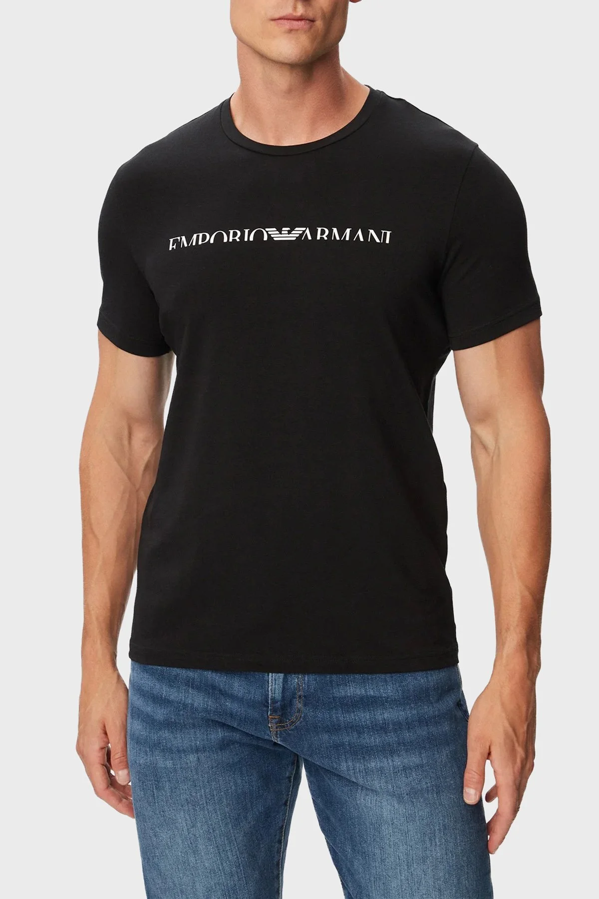 Emporio Armani Logolu Pamuklu Regular Fit Bisiklet Yaka Erkek T Shirt EM000377 AF25030 UC001 Siyah - 1
