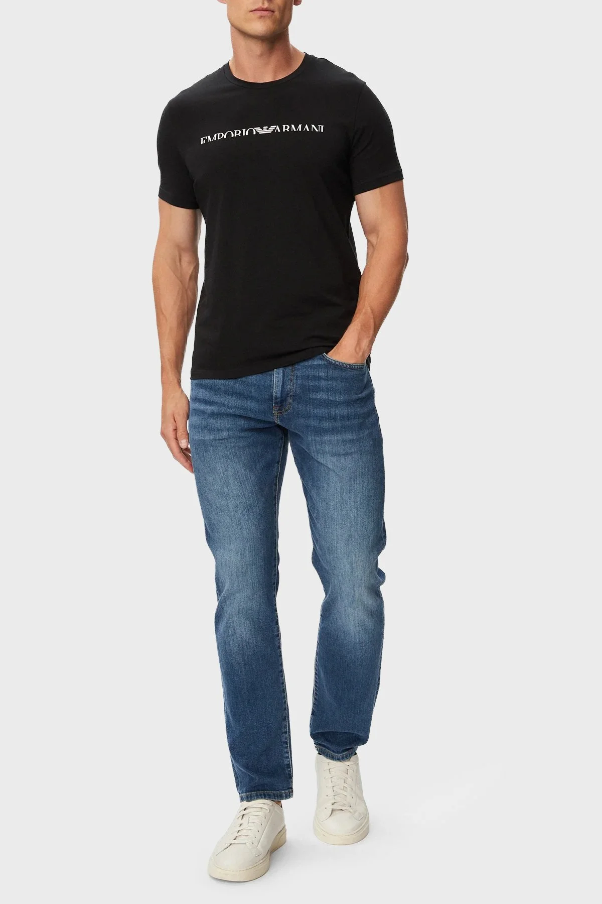 Emporio Armani Logolu Pamuklu Regular Fit Bisiklet Yaka Erkek T Shirt EM000377 AF25030 UC001 Siyah - 2
