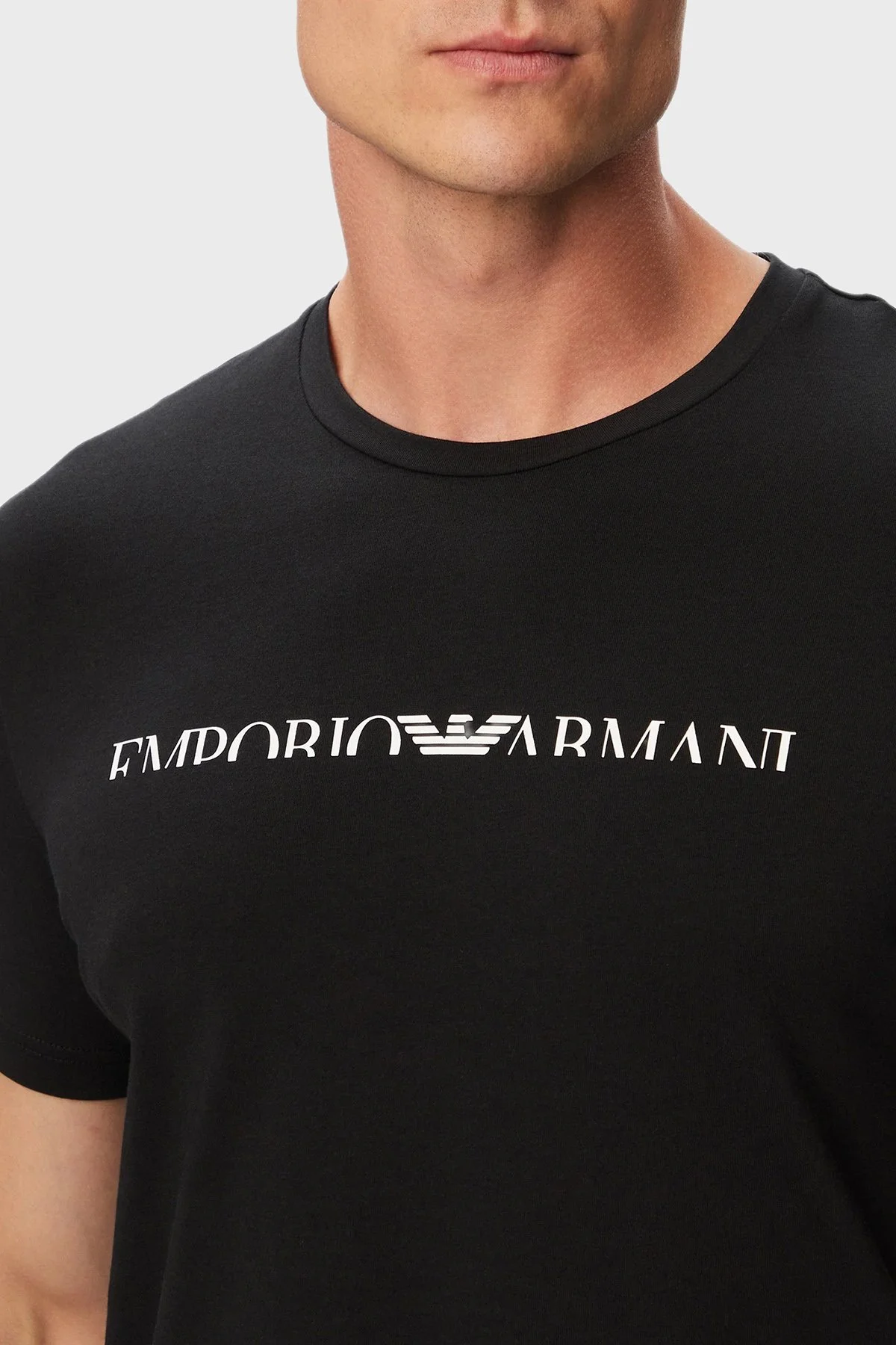 Emporio Armani Logolu Pamuklu Regular Fit Bisiklet Yaka Erkek T Shirt EM000377 AF25030 UC001 Siyah - 4