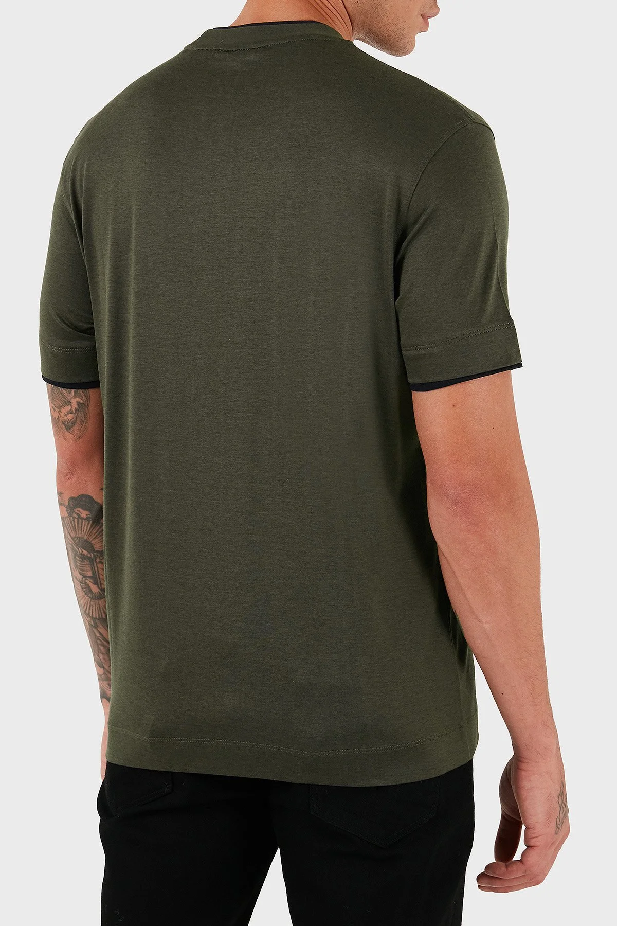 Emporio Armani Logolu Pamuklu Regular Fit Bisiklet Yaka Erkek T Shirt EM002939 AF18312 U8120 HAKİ - 3