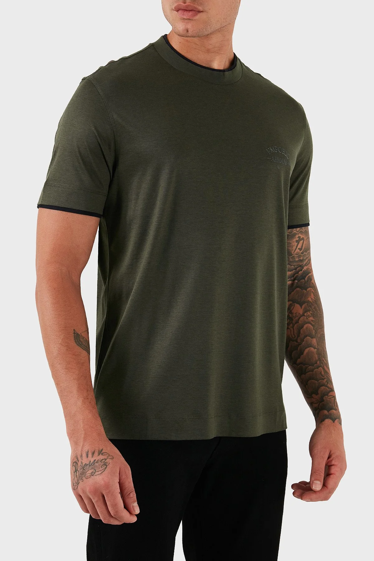 Emporio Armani Logolu Pamuklu Regular Fit Bisiklet Yaka Erkek T Shirt EM002939 AF18312 U8120 HAKİ - 4