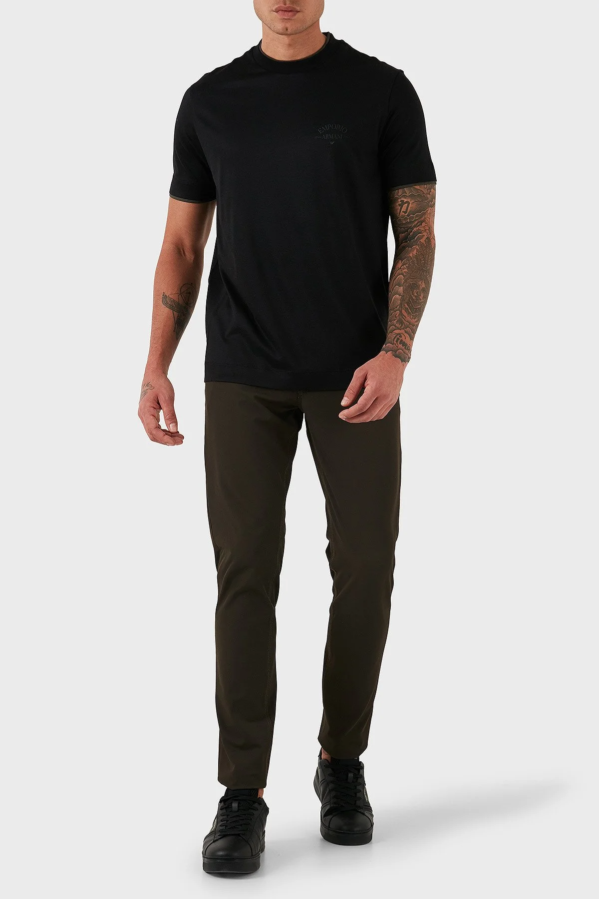 Emporio Armani Logolu Pamuklu Regular Fit Bisiklet Yaka Erkek T Shirt EM002939 AF18312 UC001 SİYAH - 2