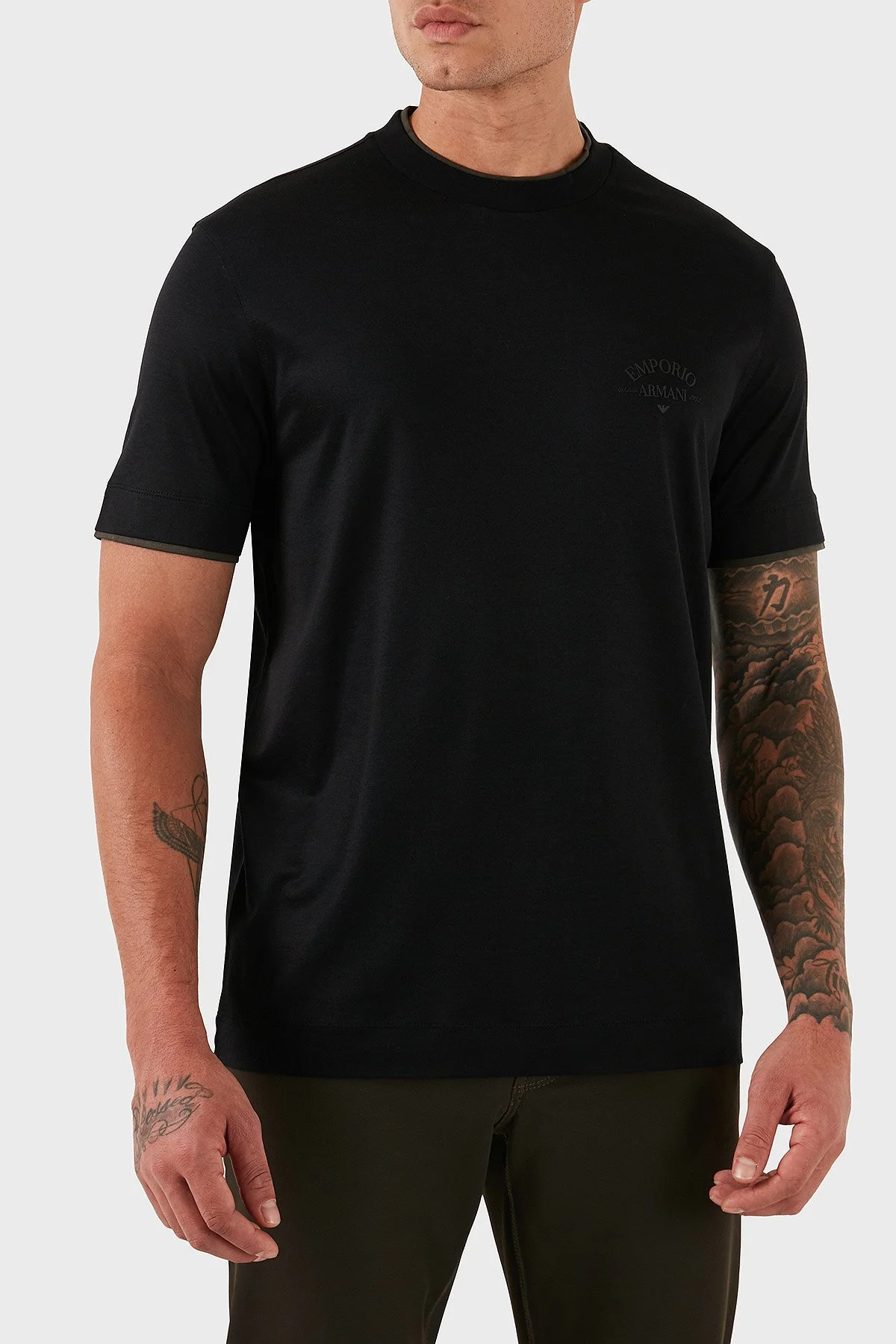 Emporio Armani Logolu Pamuklu Regular Fit Bisiklet Yaka Erkek T Shirt EM002939 AF18312 UC001 SİYAH - 4