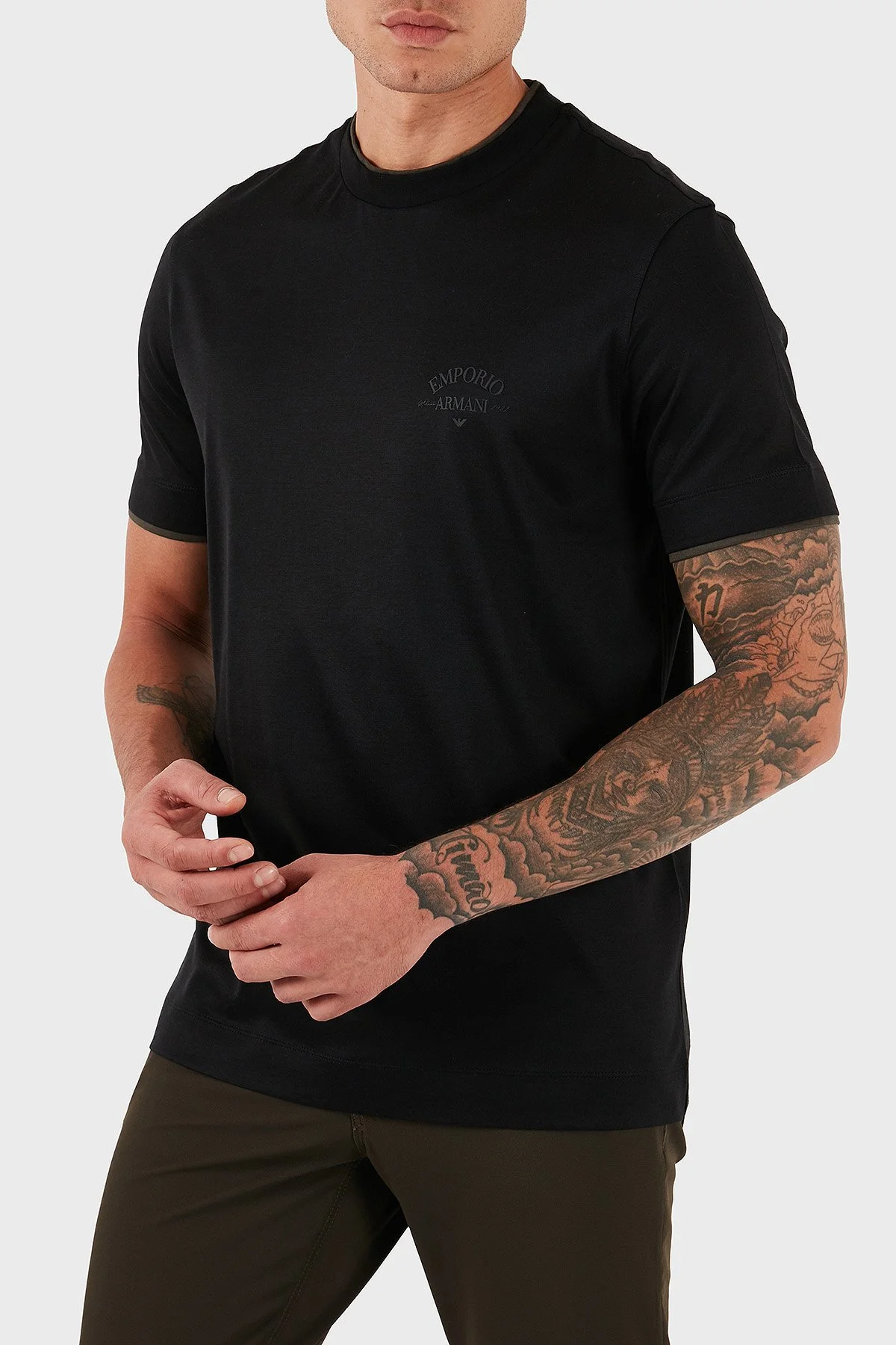 Emporio Armani Logolu Pamuklu Regular Fit Bisiklet Yaka Erkek T Shirt EM002939 AF18312 UC001 SİYAH - 5