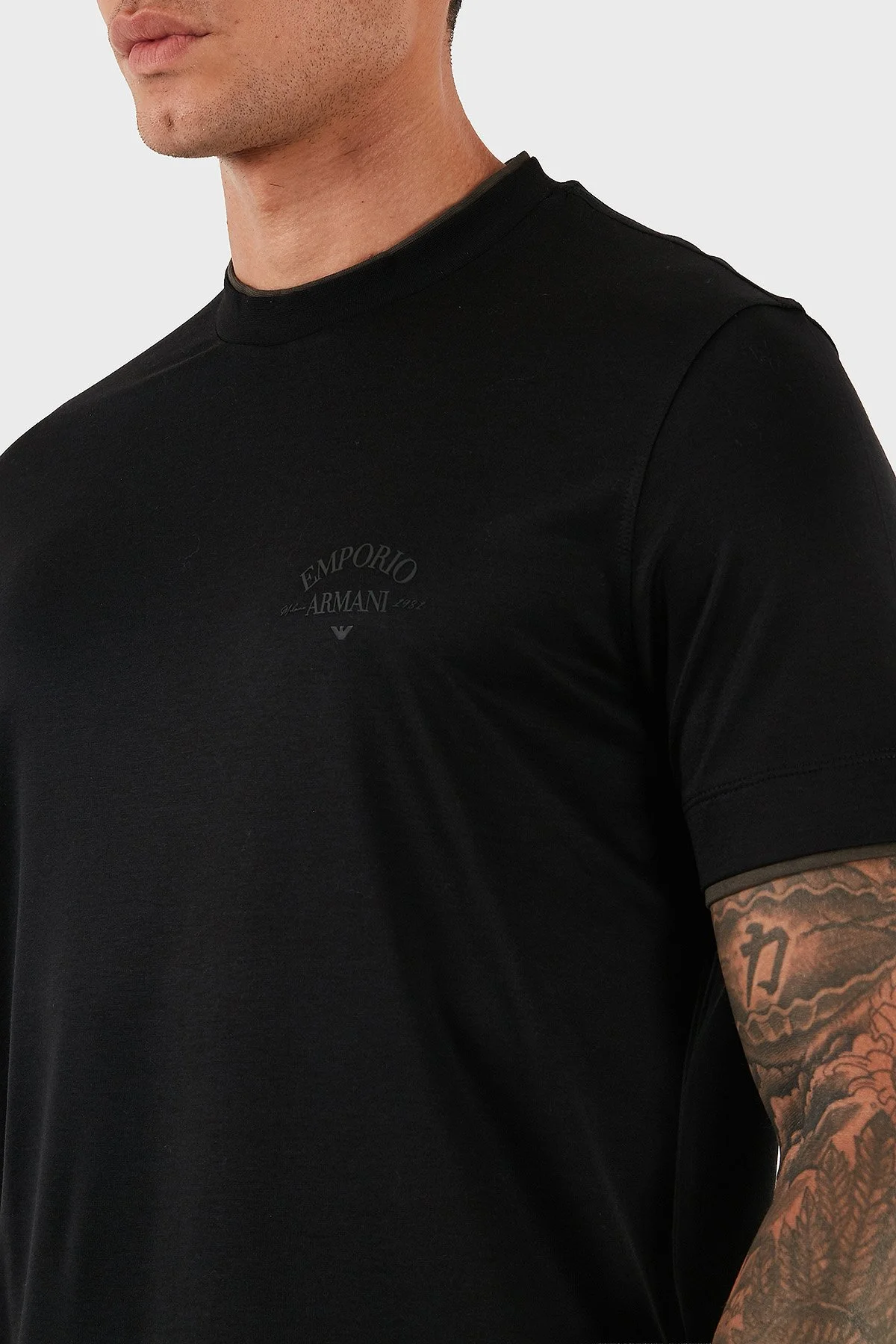 Emporio Armani Logolu Pamuklu Regular Fit Bisiklet Yaka Erkek T Shirt EM002939 AF18312 UC001 SİYAH - 6