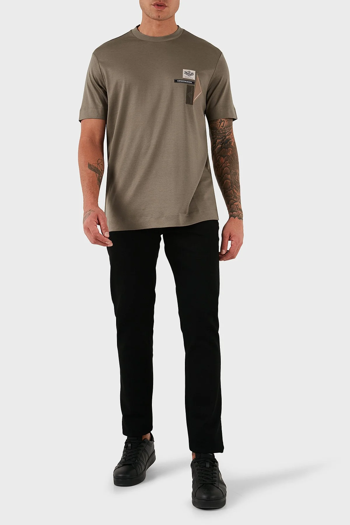 Emporio Armani Logolu Pamuklu Regular Fit Bisiklet Yaka Erkek T Shirt EM002959 AF18312 U6189 BEJ - 2